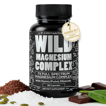 Wild Foods Magnesium Complex Supplement with 7X Forms, 90 Capsules | High Absorption, Full Spectrum, Easy Digestion | 500mg Glycinate, Bisglycinate, Malate, Orotate, Citrate, Taurate Wild FoodsAu supplements