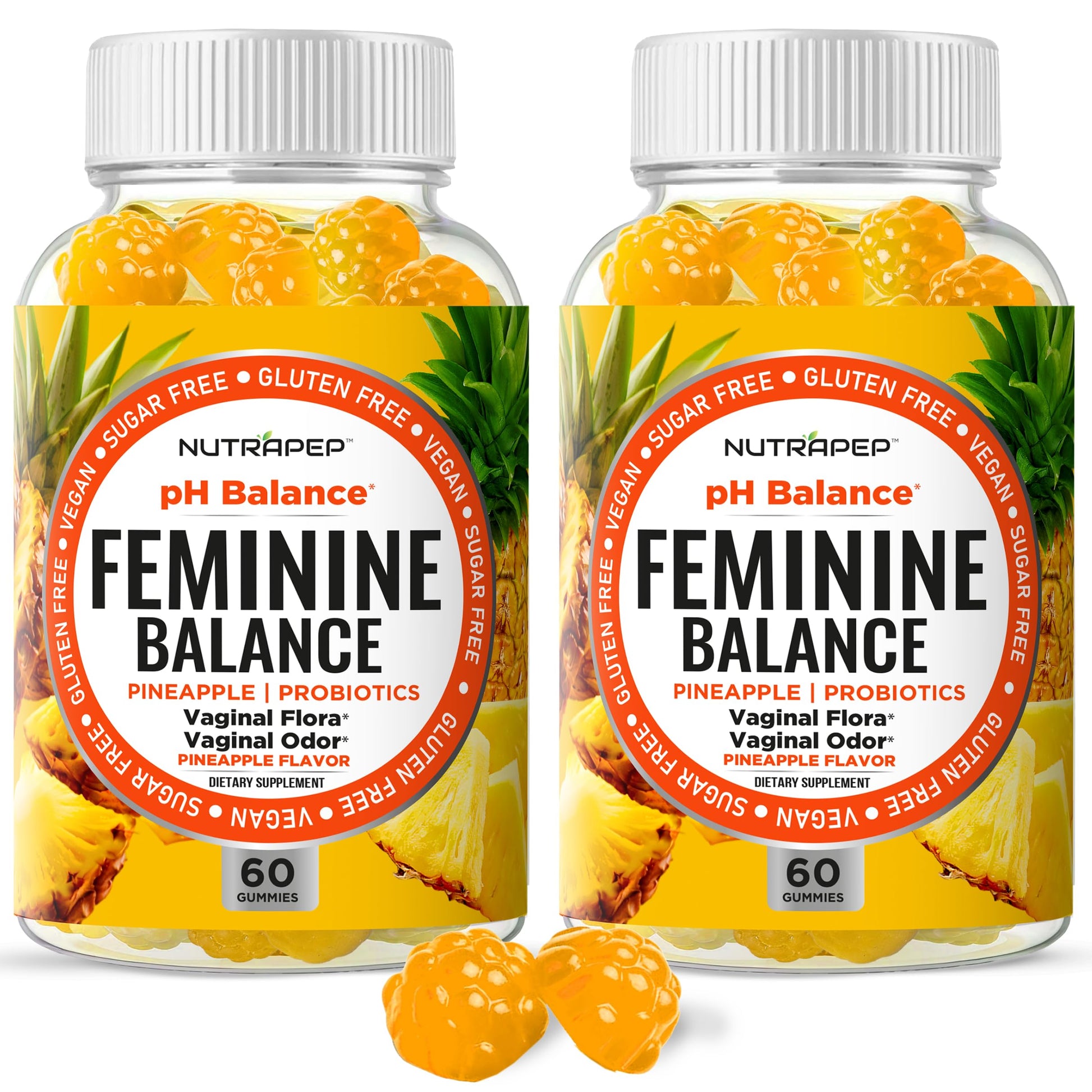 NutraPep Feminine Balance Probiotics Gummies for Women - Vaginal Health & Women's pH Balance Natural Gummy Supplement with Cranberry Pineapple Powder - Sugar Free Gluten Free Vegan (Pack of 2) NutraPepAu supplements