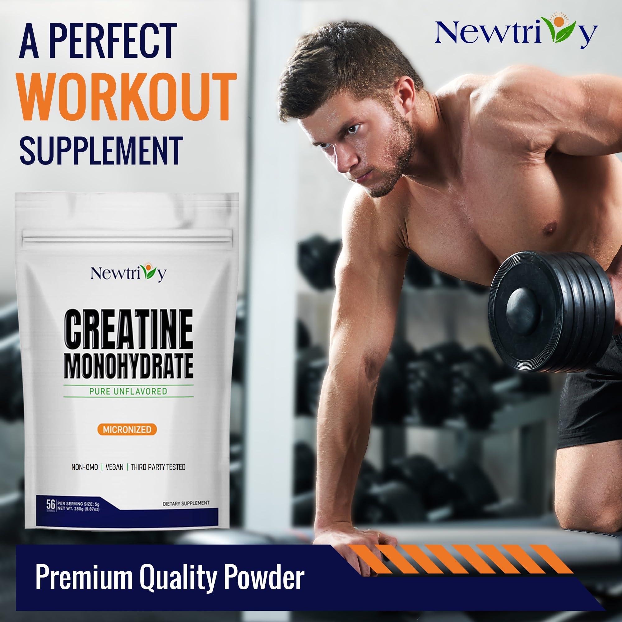 Creatine Monohydrate,Micronized, Pure,Unflavored,280g (9.8oz) NewtrivyAu supplements