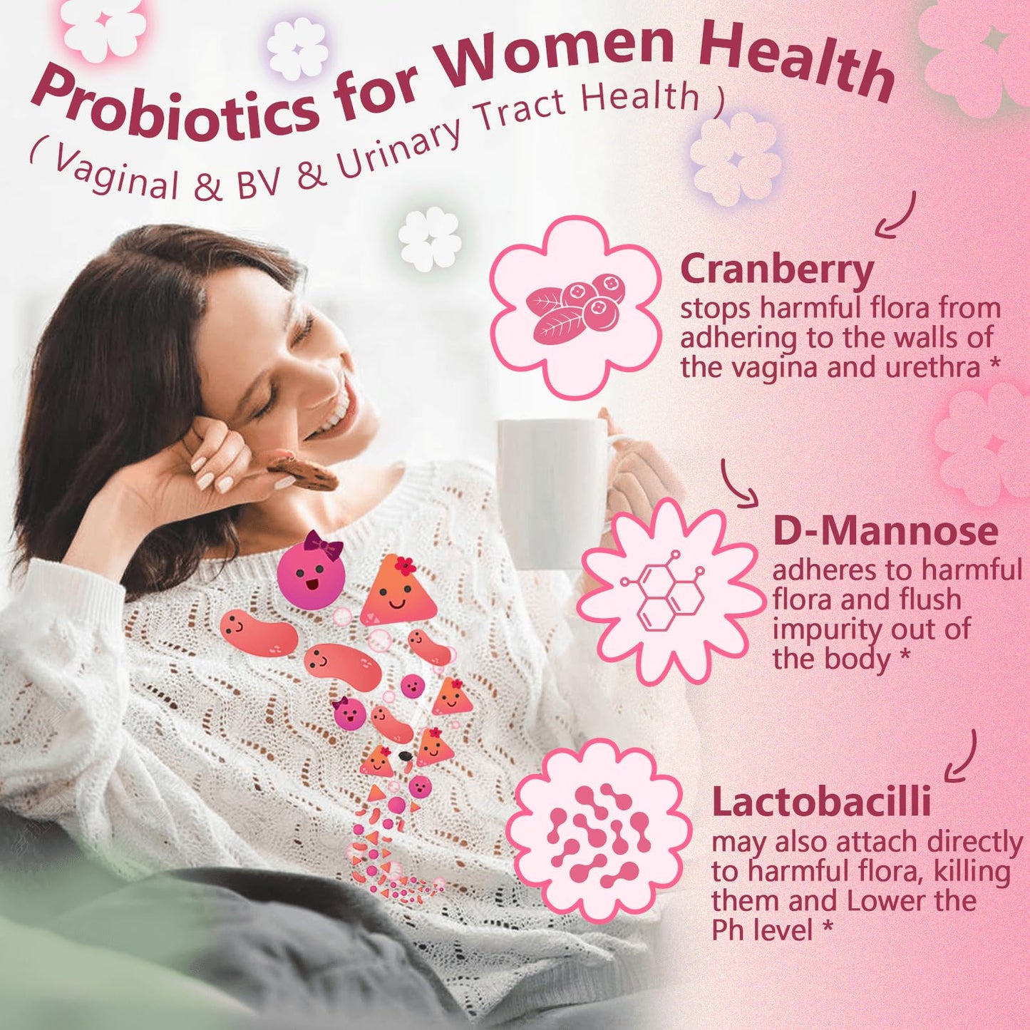 Probiotics for Women Digestive Health, Vaginal Probiotics with D-Mannose & Cranberry NATURE TARGETUS supplements