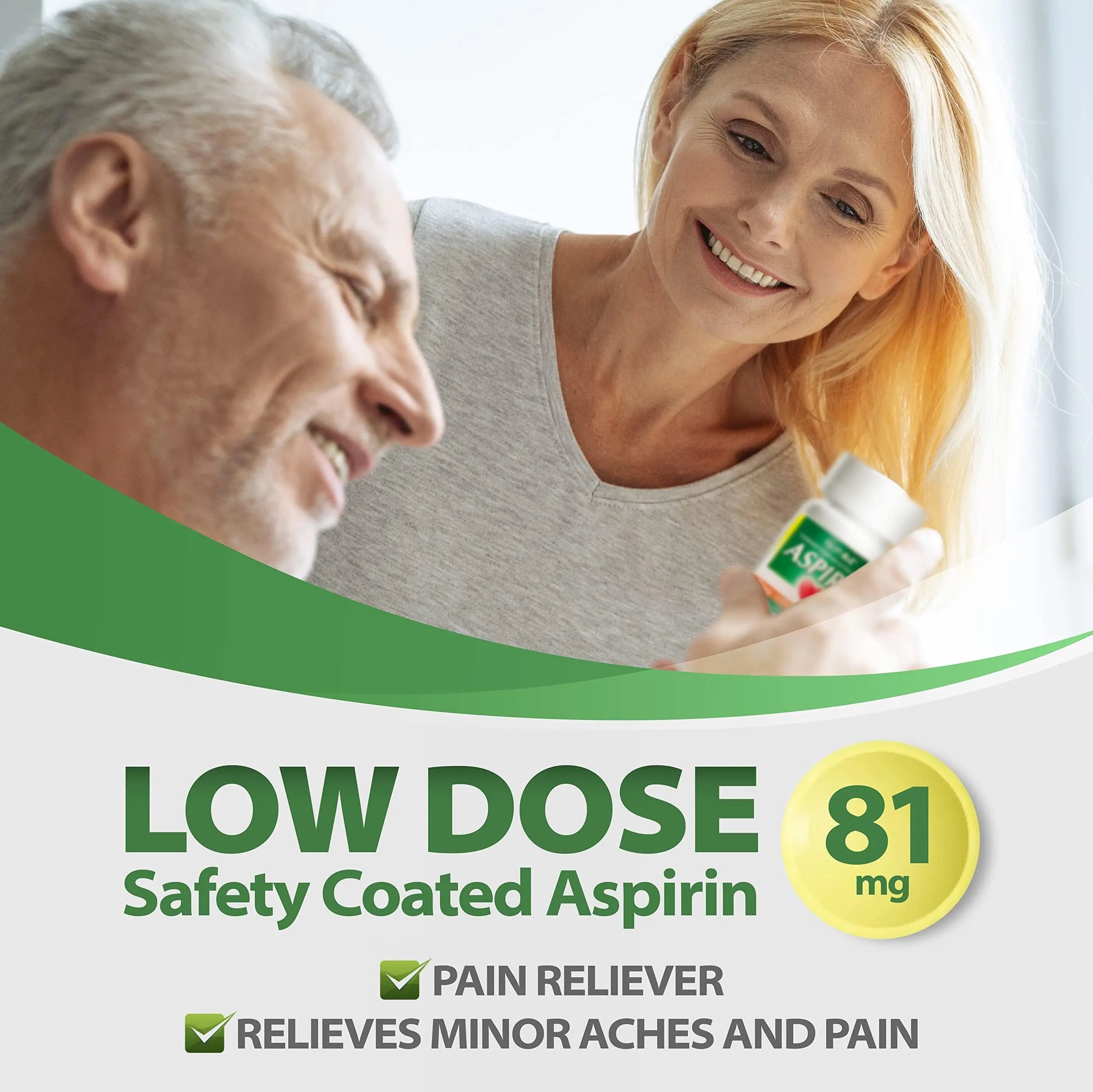 HealthA2Z® Aspirin 81 mg | Low Strength | Enteric Coated | Pain Relief | Reduces Minor Aches Muscle Pain & Cramps | Fever Reducer | Reduces Headache (300 Counts) HealthA2ZAu supplements