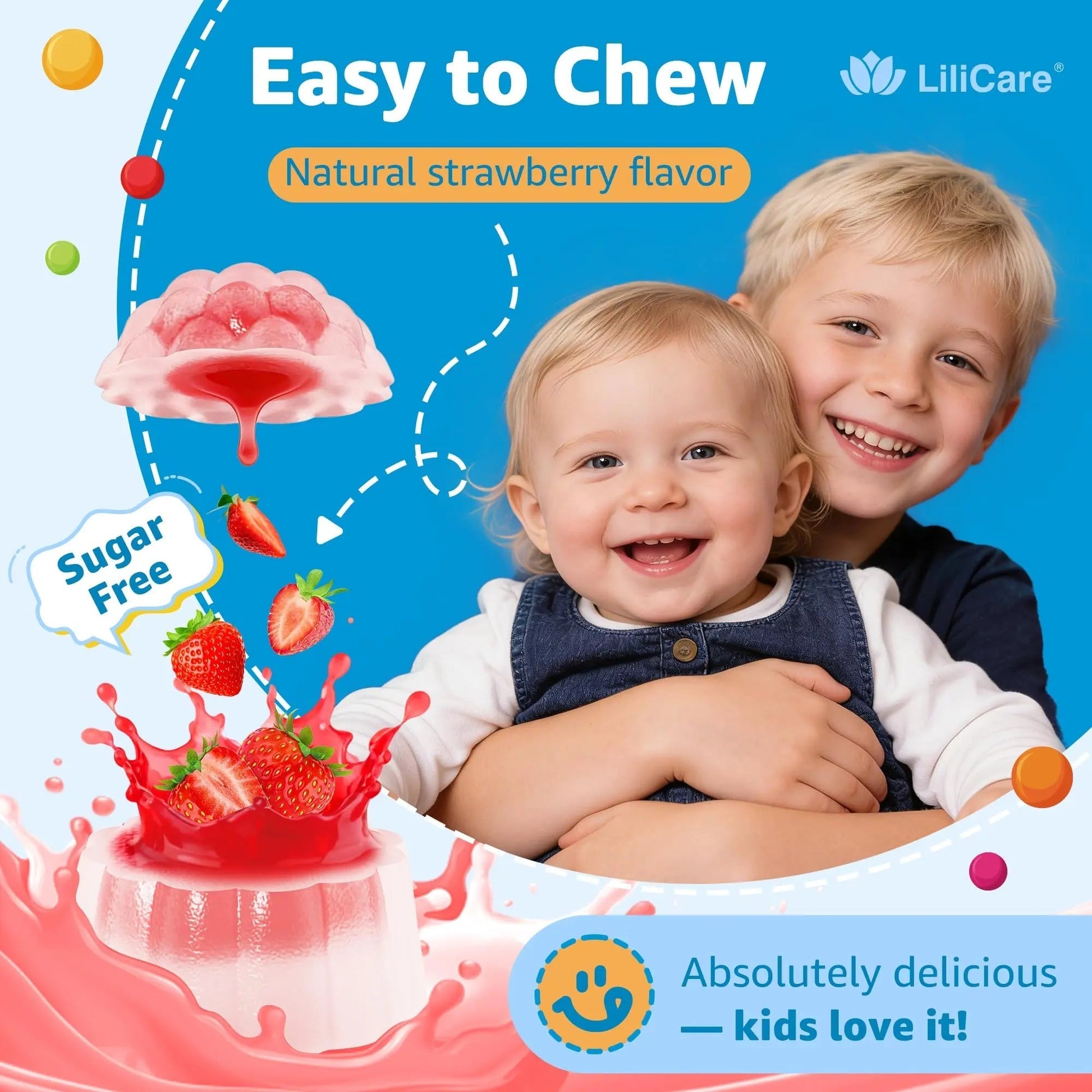 Toddler Multivitamin Gummies with Iron, Omega-3, ARA, Calcium, Prebiotic | Methylated Vitamins for Kids Ages 2+ | Overall Support | LILICAREAu supplements