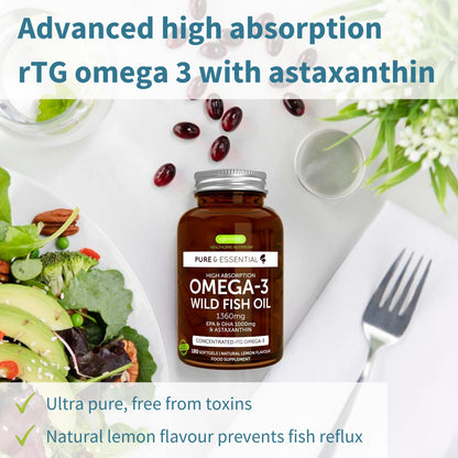 Omega-3 Wild Fish Oil & Astaxanthin, The Most Advanced High Absorption rTG Omega-3 Igennus Healthcare NutritionUS supplements