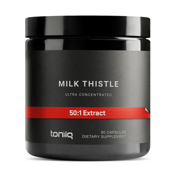 Toniiq Milk Thistle - Ultra High Potency 50:1 Extract with 80% Silymarin - Highly Concentrated - Third-Party Lab Tested - 90 Capsules ToniiqAu supplements