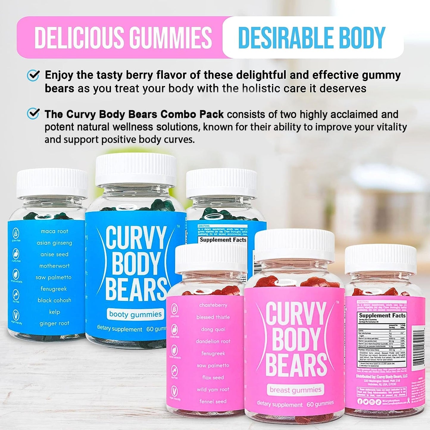 Curvy Body Bears Gummies Combo Pack - Chest and Bum Gummies - Workout Aid Curvy Body BearsUS supplements
