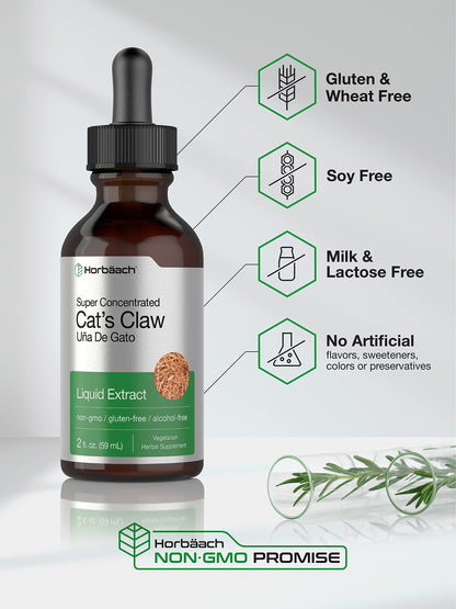 Cats Claw Herb Extract Tincture | 2 Fl Oz | Alcohol Free | Vegetarian, Non-GMO, Gluten HorbäachUS supplements