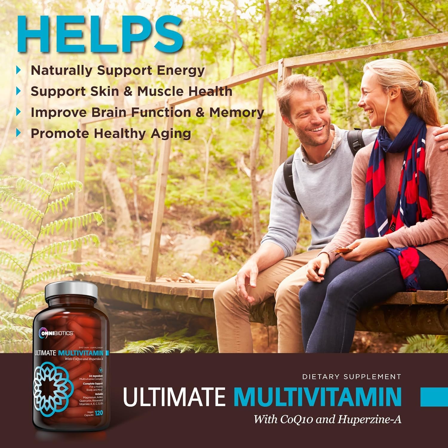 OmniBiotics Ultimate Daily Multivitamin for Women & Men – 34 Essential Ingredients Including Vitamin A, C, D, E, B6, B12, Biotin, Zinc – 120 Vegan Capsules OmniBioticsUS supplements