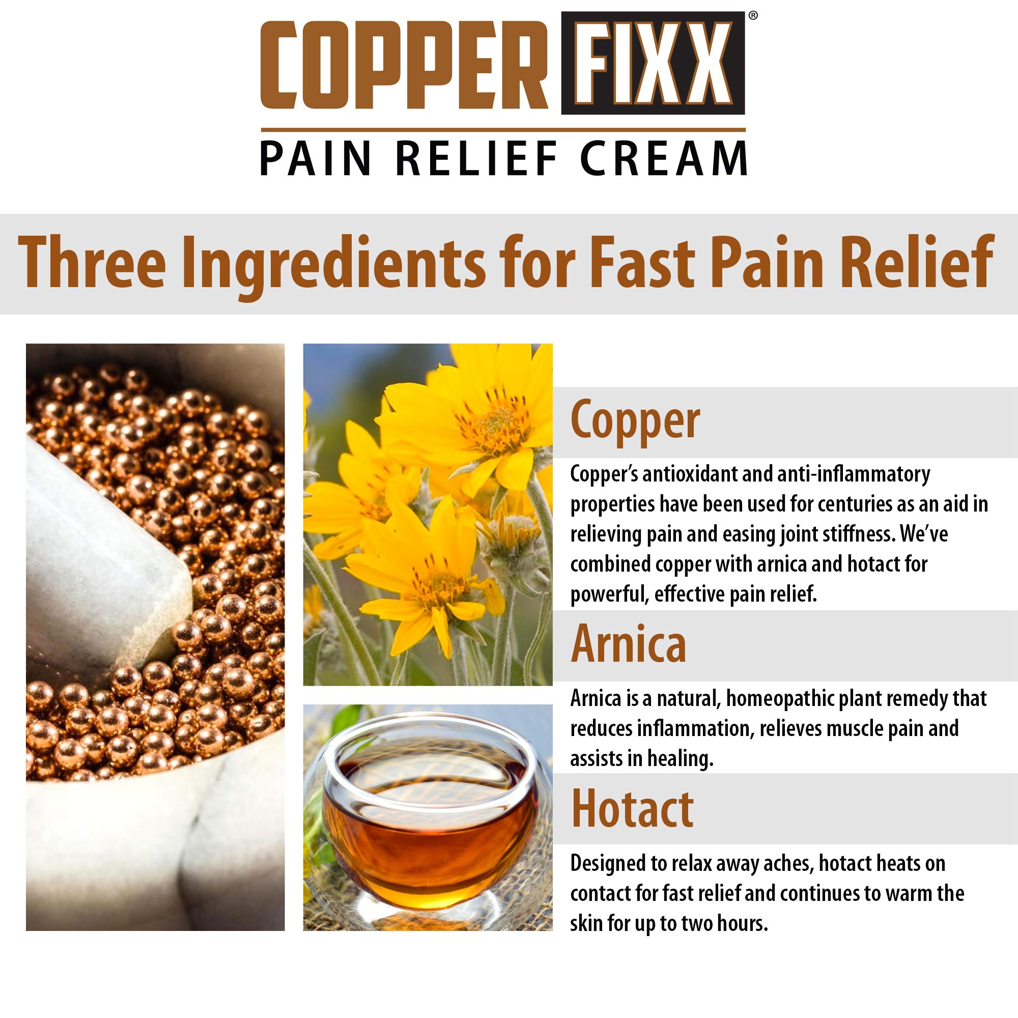 CopperFixx Pain Relief Cream, 5 Fl Oz Tube Powered by Copper with Heat Technology Arnica for Muscle & Stiffness Joint Inflammation, Knee, Back, Shoulder Arthritis Pain. Fast Acting, CF03028 CopperFixxAu supplements