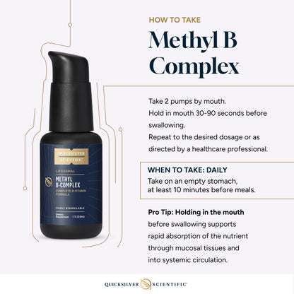 Quicksilver Scientific Methyl B Complex - Liquid Vitamin with Superior Liposomal Absorption of Vitamin B12, Folate, Vitamin B6, Riboflavin, Biotin, Pantothenic Acid, Vitamin B1, Niacin (50 ml) Quicksilver ScientificUS supplements