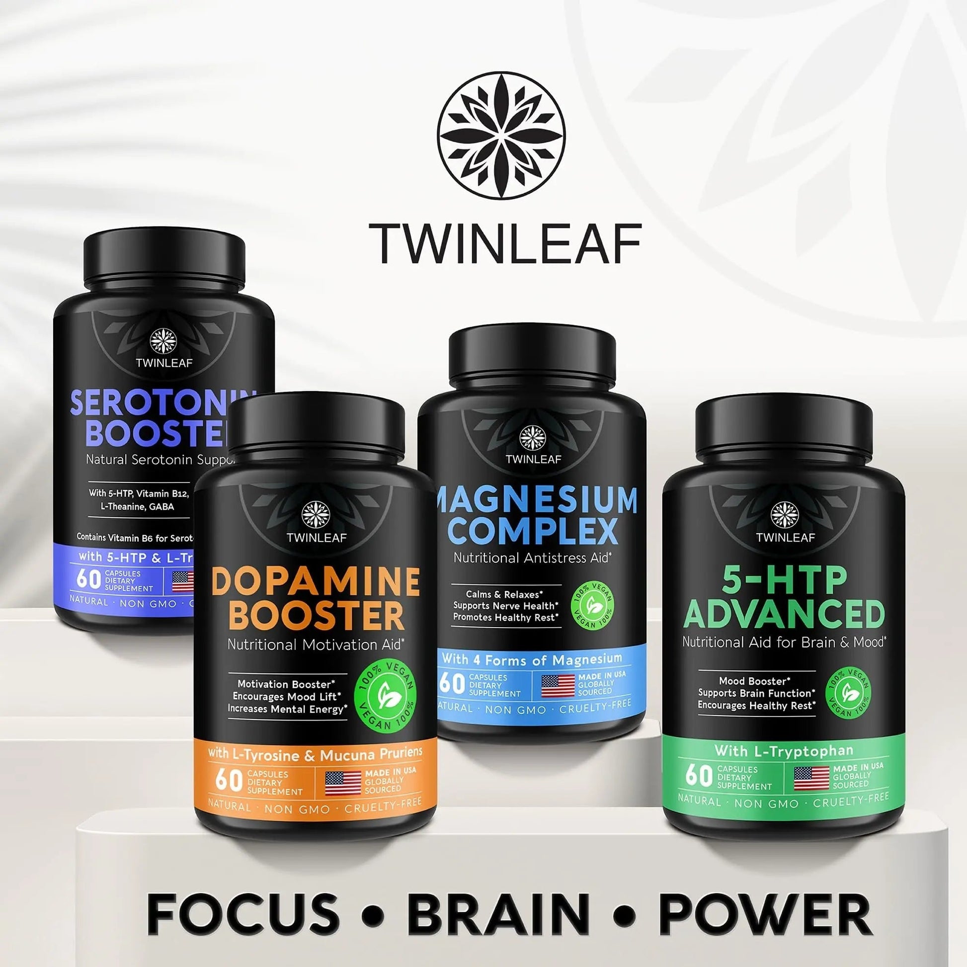 TWINLEAF Dopamine Brain Support Supplement, 1000 mg Blend - Made in USA - with DMAE, Vitamin B12 and L-Tyrosine TWINLEAFAu supplements