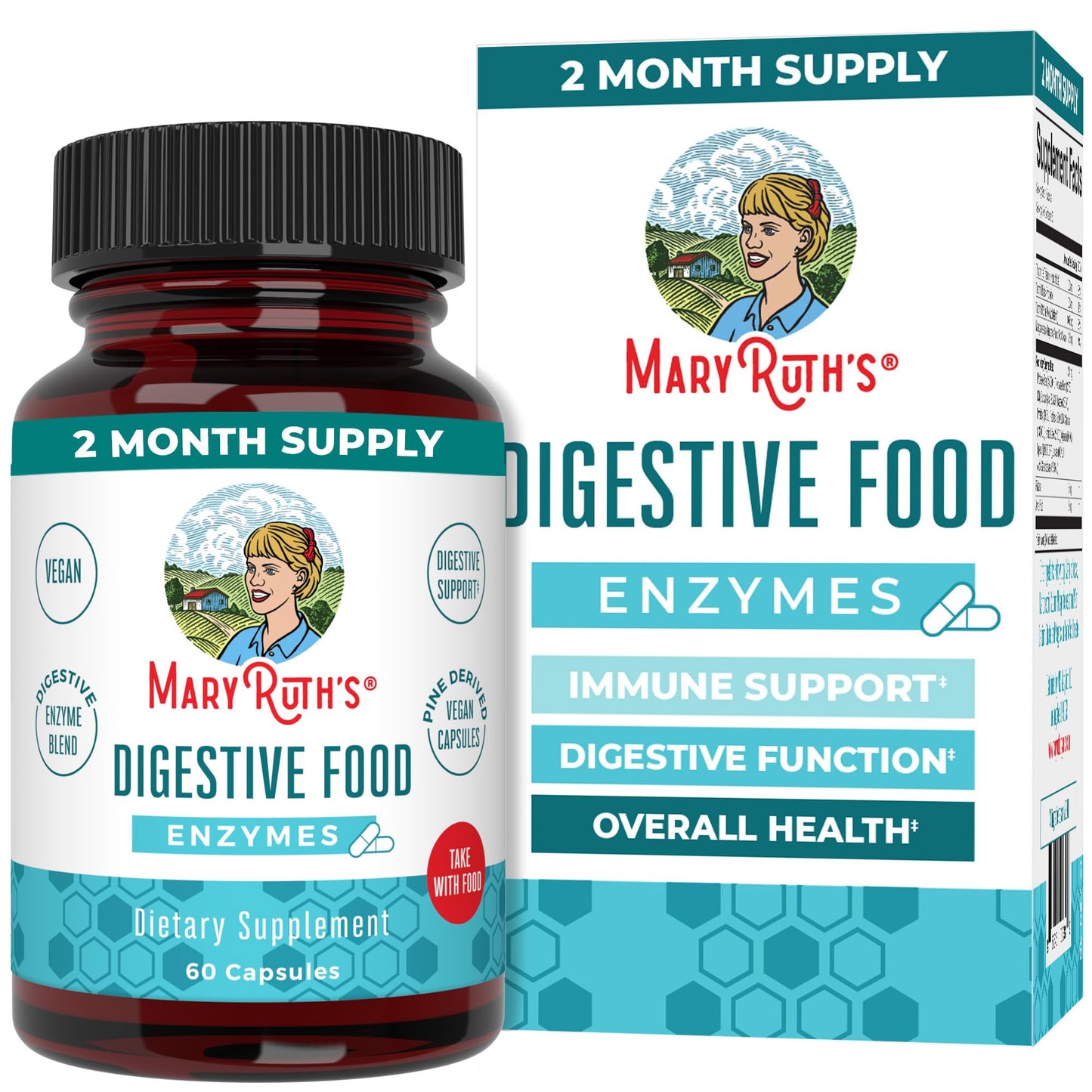 MaryRuth Organics Digestive Enzymes | Up to 2 Month Supply | Vegan Digestive Health Aid and Gut Health Enzyme Complex | Over 12 Enzymes | Vitamins B6 & B12 MARYRUTH'SUS supplements