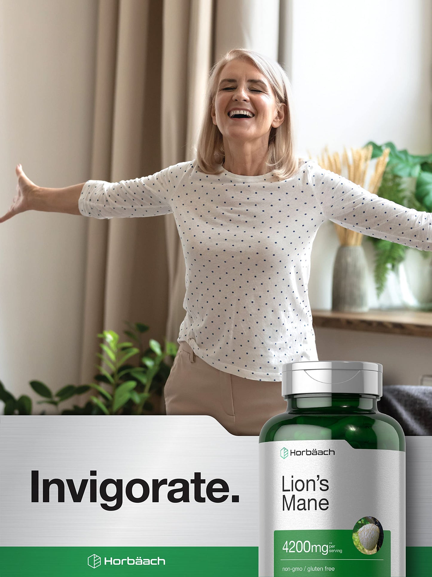 Horbäach Lions Mane Mushroom Extract | 4200mg | 120 Capsules | Vegetarian HorbäachUS supplements