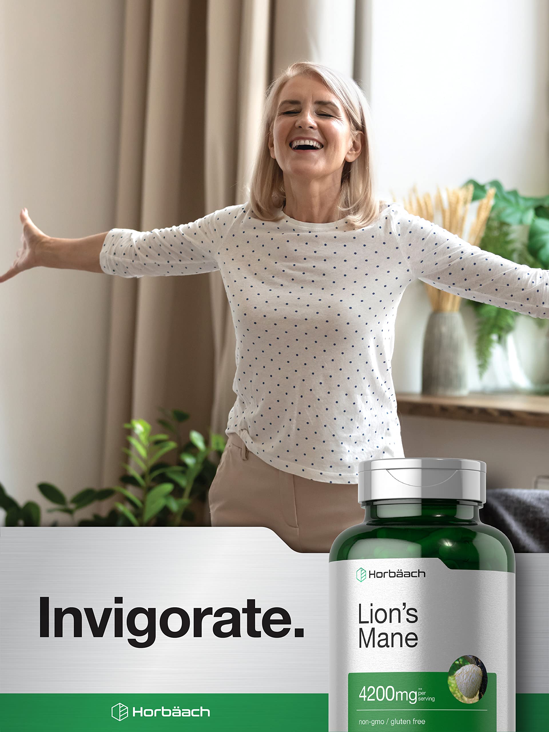 Horbäach Lions Mane Mushroom Extract | 4200mg | 120 Capsules | Vegetarian HorbäachUS supplements