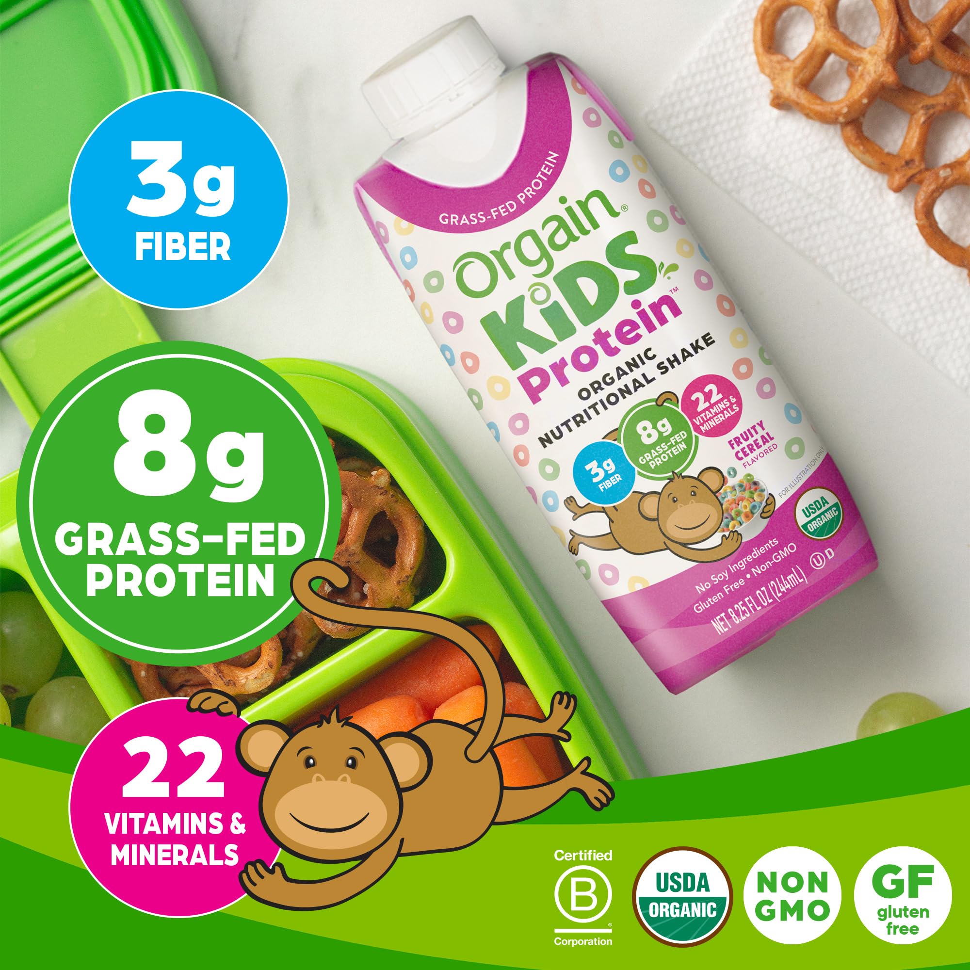 Orgain Organic Kids Nutritional Protein Shake, Fruity Cereal - Kids Snacks with 8g Dairy OrgainAu supplements