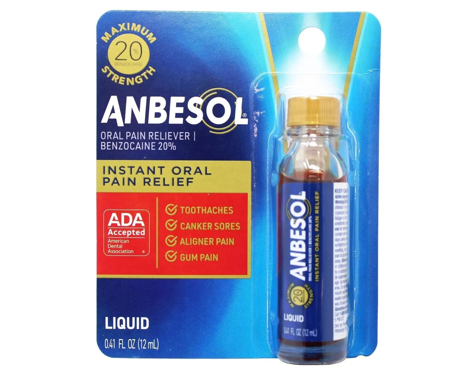 Anbesol Maximum Strength Liquid, 0.41 Fluid Ounce (Pack of 3) YEGEAu supplements