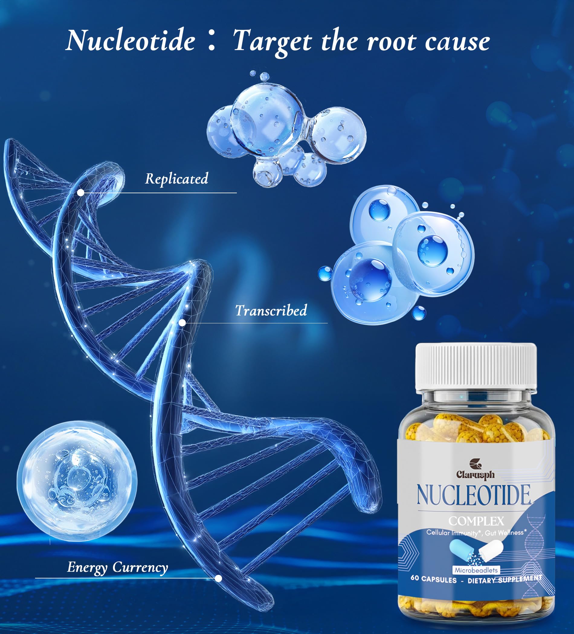 Clarusph Immunity* Supplement, Immune* Nucleotide Complex Blend 400mg Including AMP, CMP, GMP, UMP, Nucleo Immune*, 120 Capsules ClarusphAu supplements