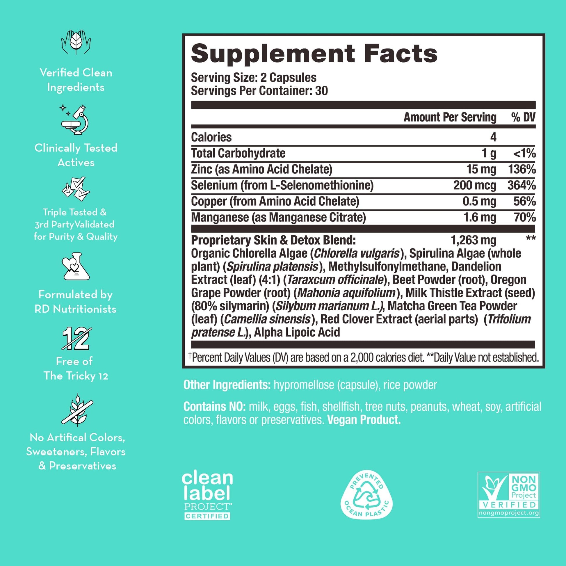 HUM Daily Cleanse Acne Supplements - Support for Clear Skin & Improved Digestion HUMUS supplements