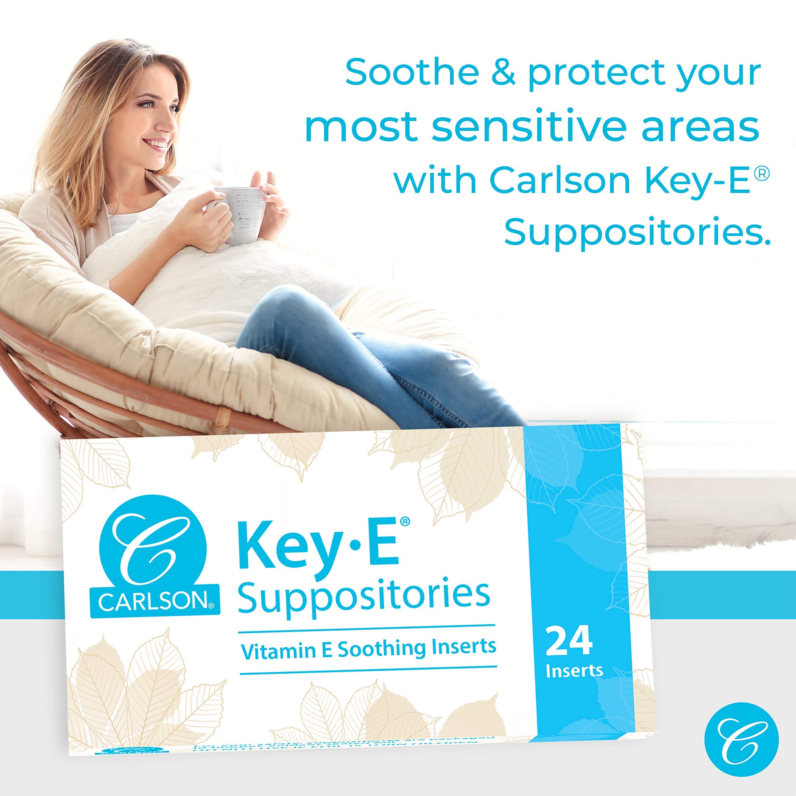 Carlson Labs Key-E Suppositories Vitamin E Soothing Inserts (2 Packages of 24 Inserts, 48Count) CarlsonAu supplements