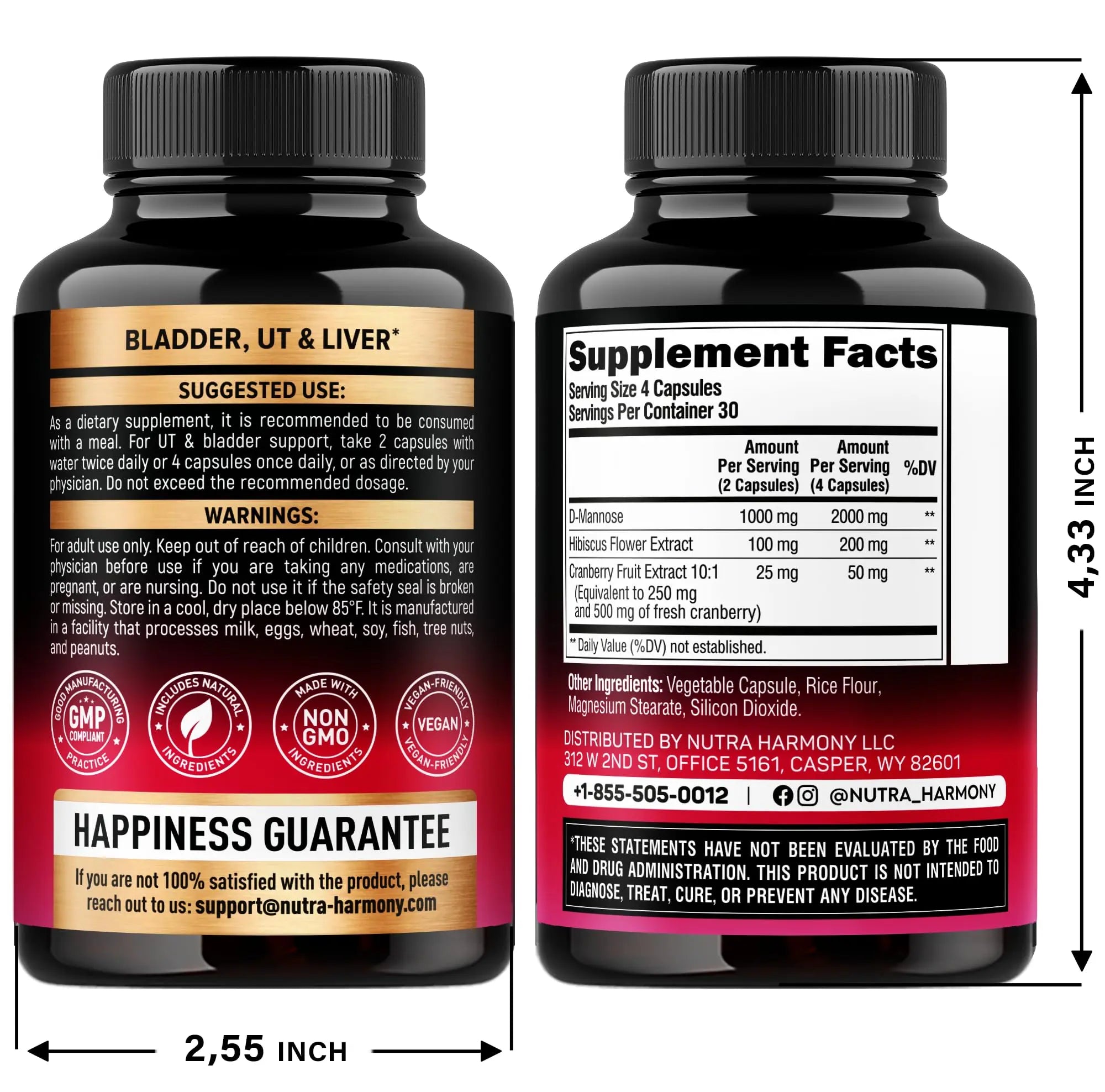 NUTRAHARMONY D-Mannose with Cranberry & Menopause Capsules NUTRAHARMONYAu supplements