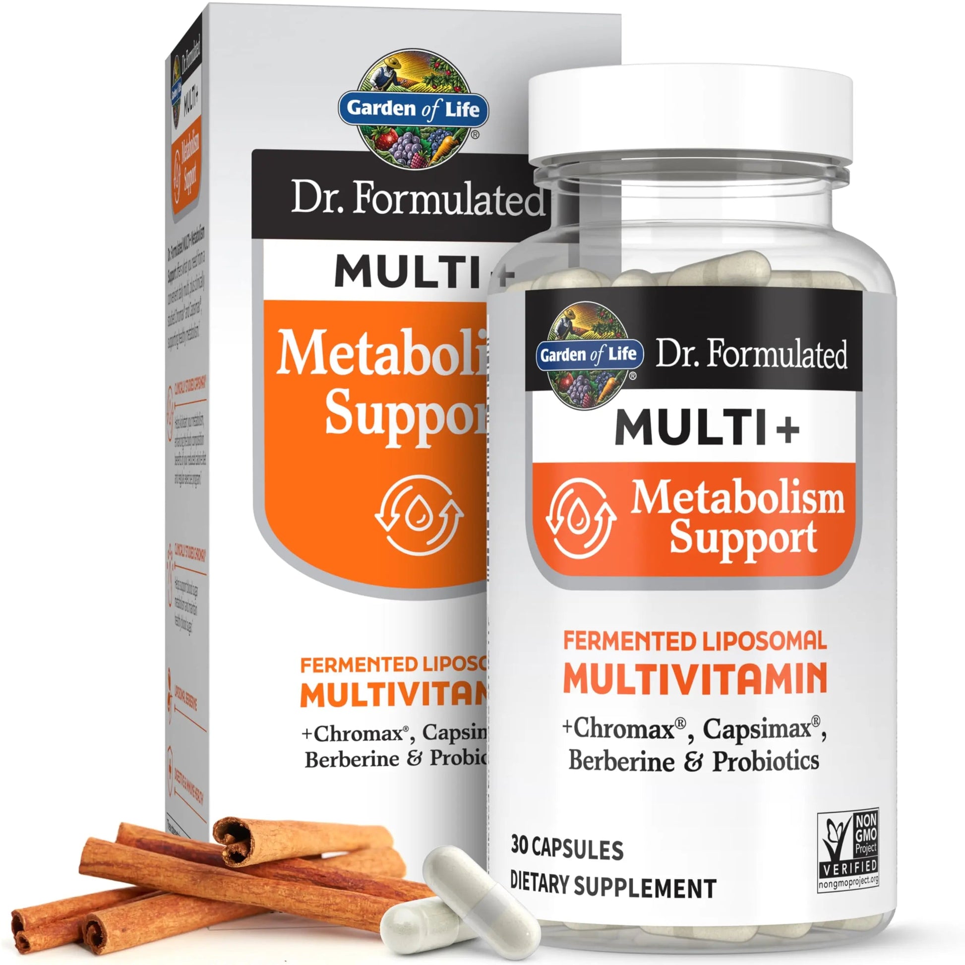 Garden of Life Dr. Formulated Multi+ Metabolism Support - Fermented Liposomal Multivitamin + Chromax, Capsimax, Berberine & Probiotics - 30 Capsules Garden of LifeAu supplements