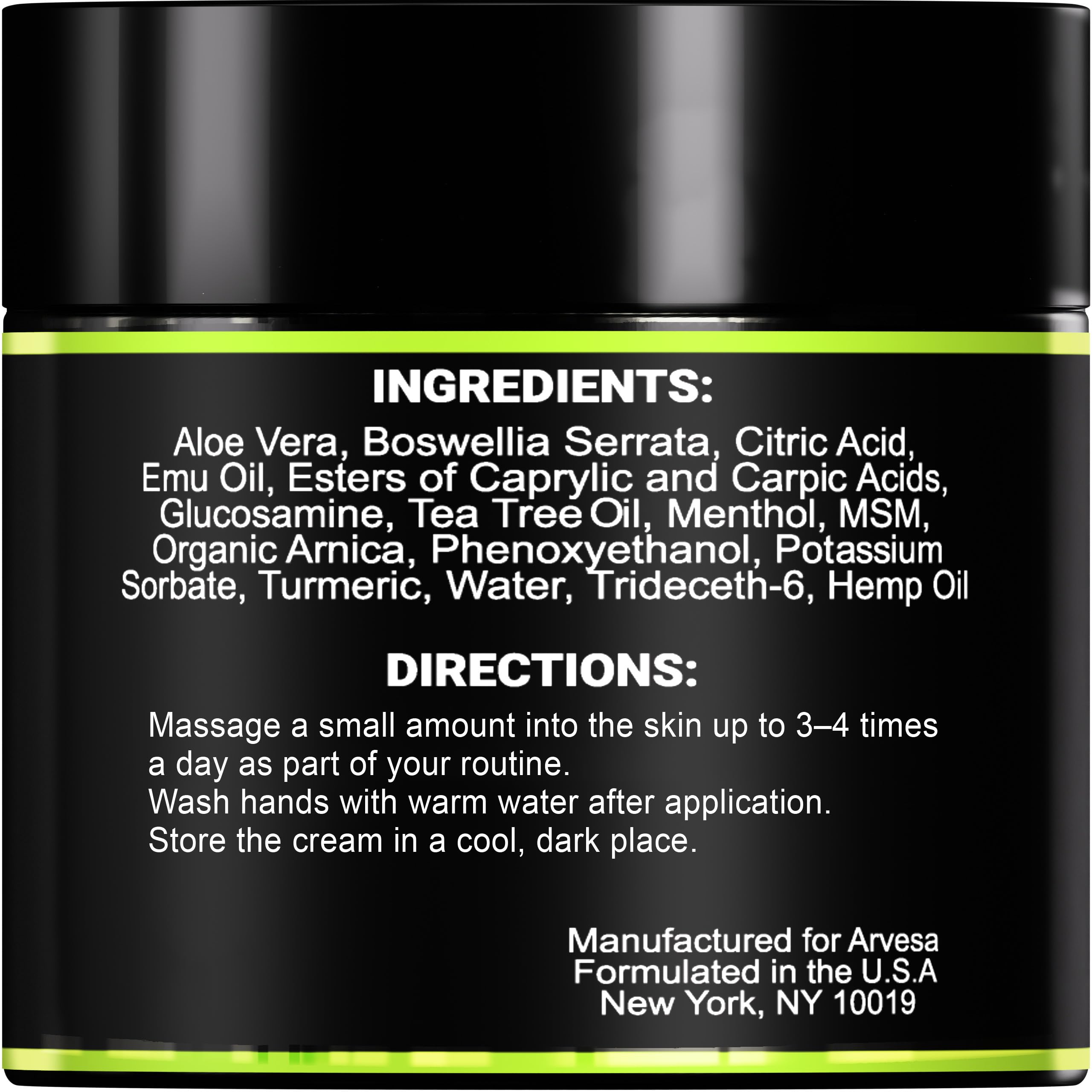 Natural Hemp Cream - Maximum Strength Gel - Hemp Cream with Arnica, MSM, Glucosamine, Menthol, Aloe, Turmeric, Boswellia - Fast Absorption, Non-Greasy, Lightweight - Advanced Formula - 4 oz ArvesaAu supplements
