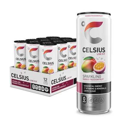 CELSIUS Sparkling Mango Passionfruit, Functional Essential Energy Drink 12 Fl Oz CELSIUSUS supplements