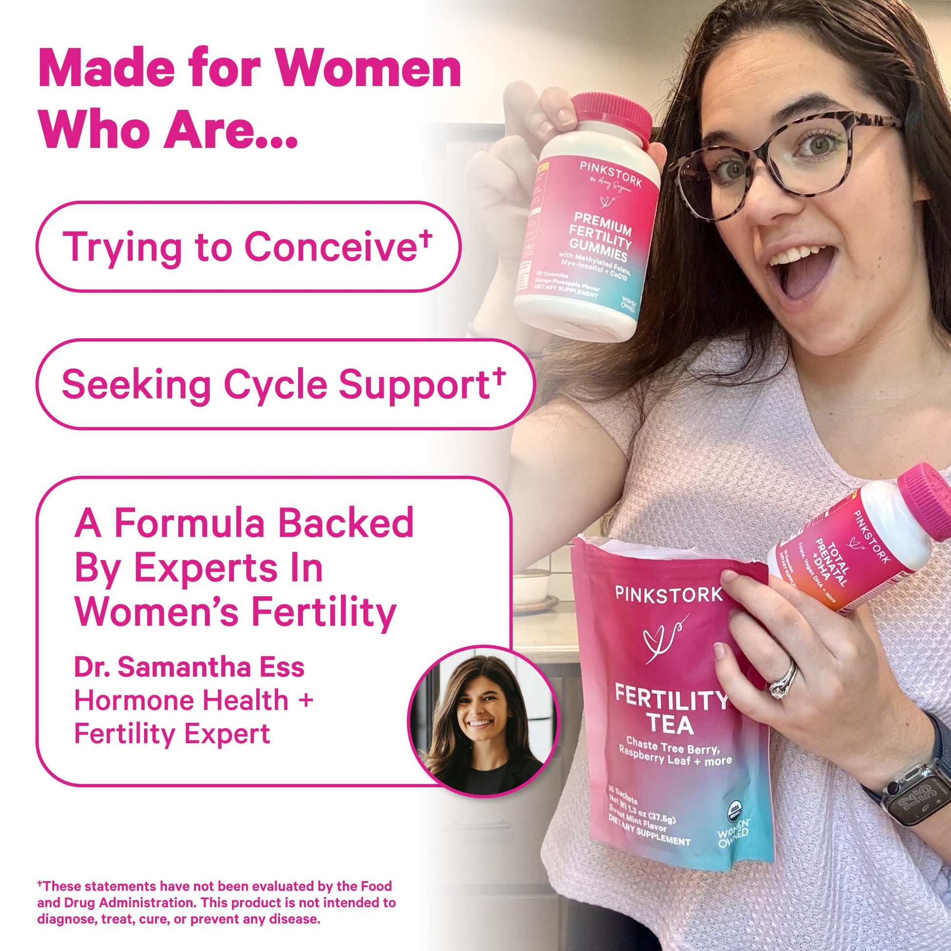 Pink Stork Organic Fertility Tea for Women | Fertility Supplements for Women with Chaste Tree Berry (Vitex) + Red Raspberry Leaf | Hormone Balance Herbal Tea for Conception Support | USDA Organic, Caffeine Free - Sweet Mint, 15 Sachets Pink StorkAu supplements