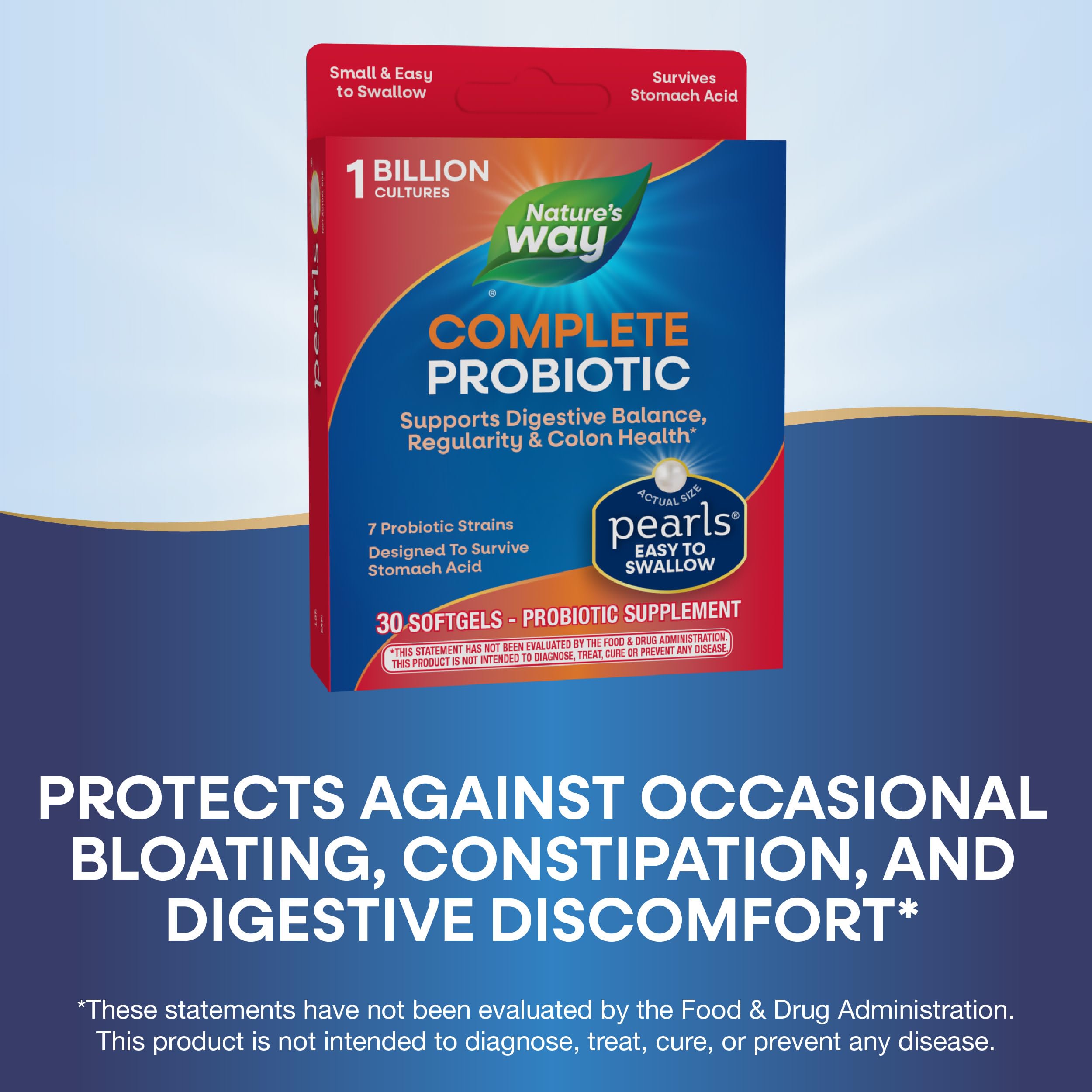 Nature's Way Complete Probiotic Pearls, Supports Digestive Balance*, 1 Billion Live Cultures, Supplement for Men and Women, No Refrigeration Required, 30 softgels Nature's WayAu supplements