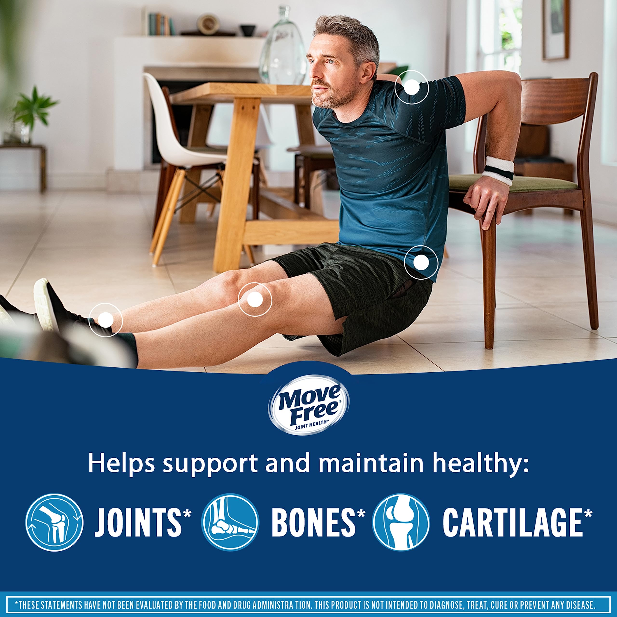 Move Free Advanced Glucosamine Chondroitin MSM + Vitamin D3 Joint Support Supplement, Supports Mobility Comfort Strength Flexibility & Bone + Immune Health - 120 Tablets (40 servings)* Move FreeAu supplements