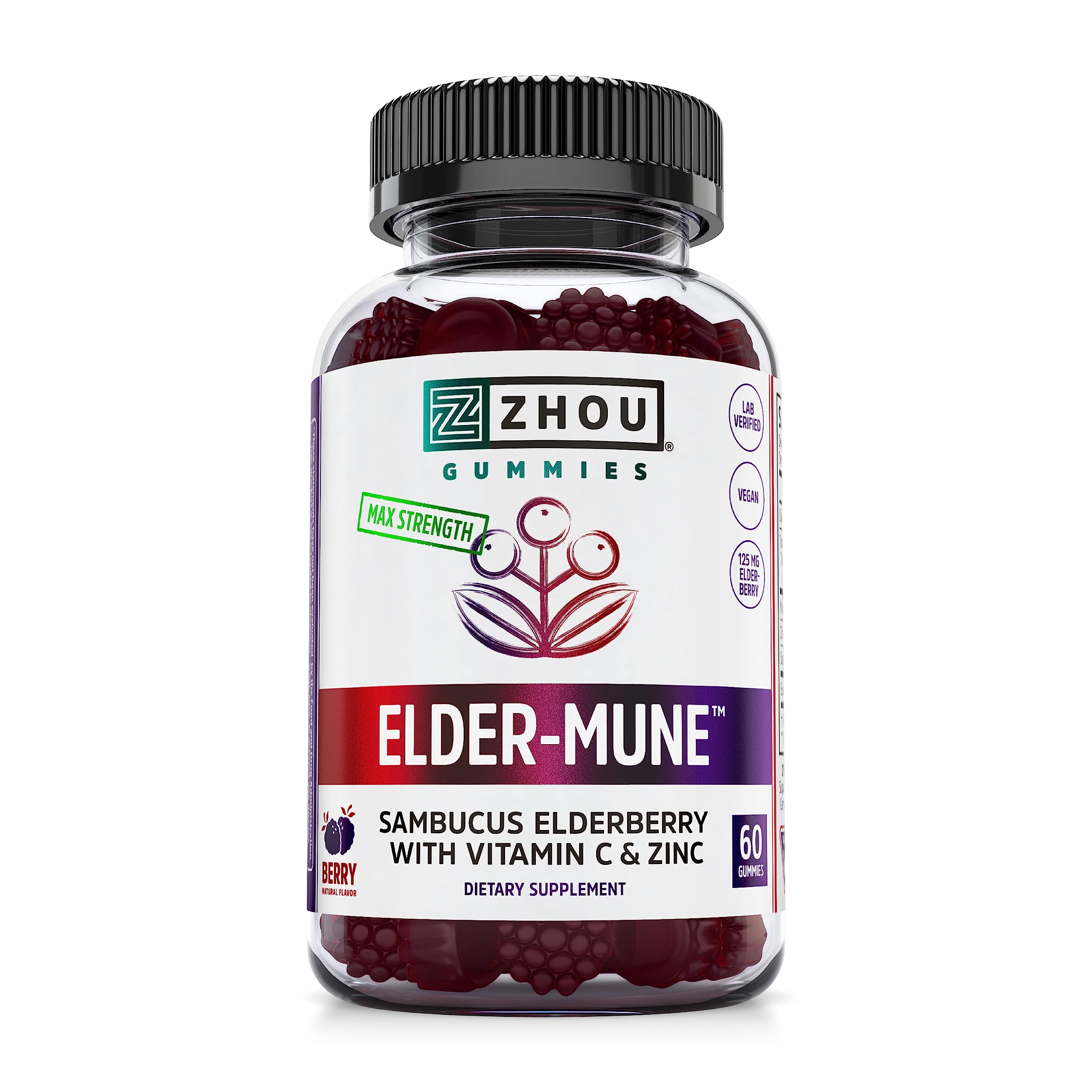 Zhou Nutrition Elder-Mune Sambucus Elderberry Gummies with Zinc and Vitamin C Zhou NutritionUS supplements