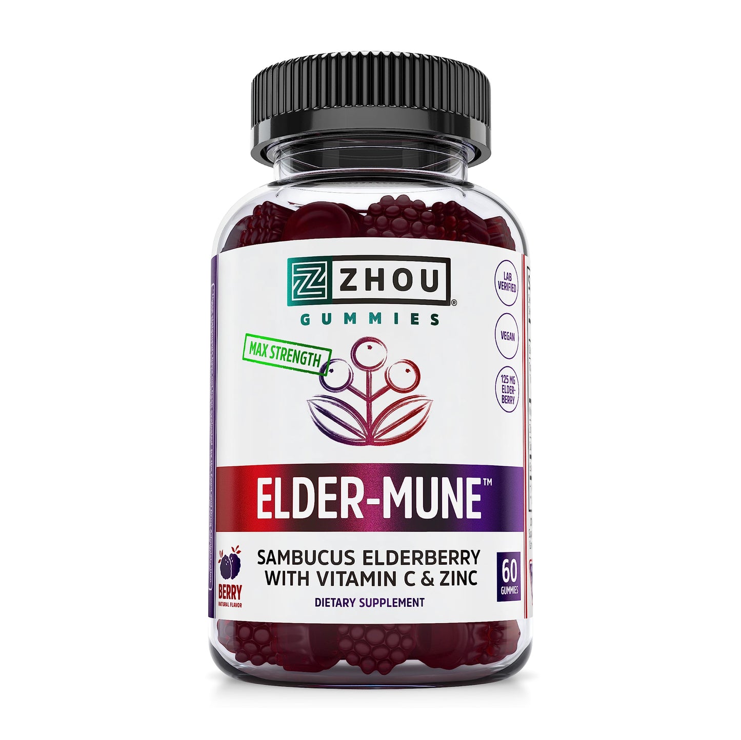 Zhou Nutrition Elder-Mune Sambucus Elderberry Gummies with Zinc and Vitamin C & vH Zhou NutritionUS supplements