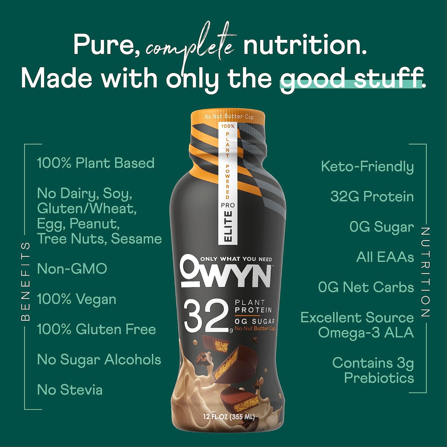 OWYN Only What You Need Pro Elite Vegan High Protein Keto Shake, 32g Protein, 9 Amino OWYN Only What You NeedUS supplements