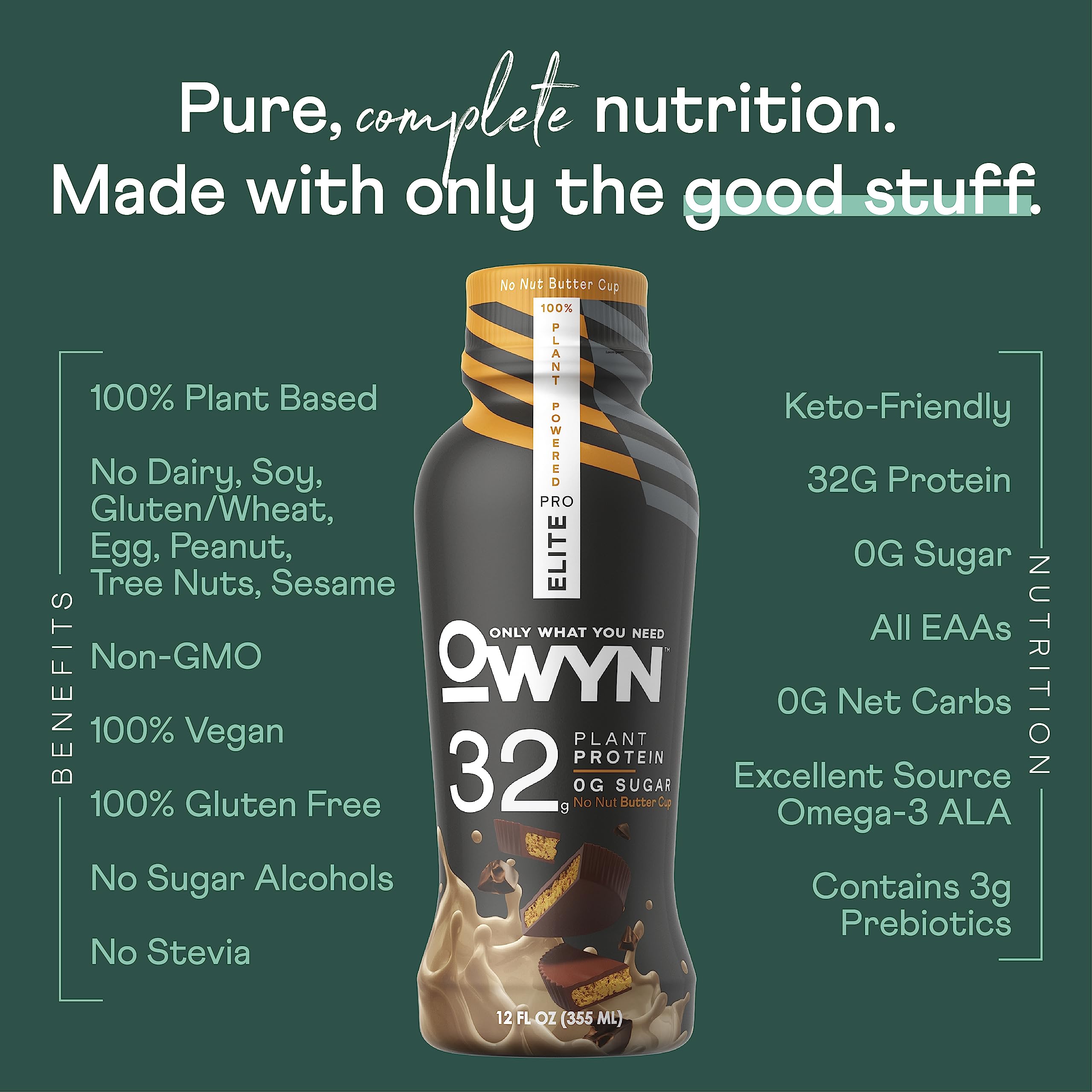 OWYN Only What You Need Pro Elite Vegan High Protein Keto Shake, 32g Protein, 9 Amino OWYN Only What You NeedUS supplements