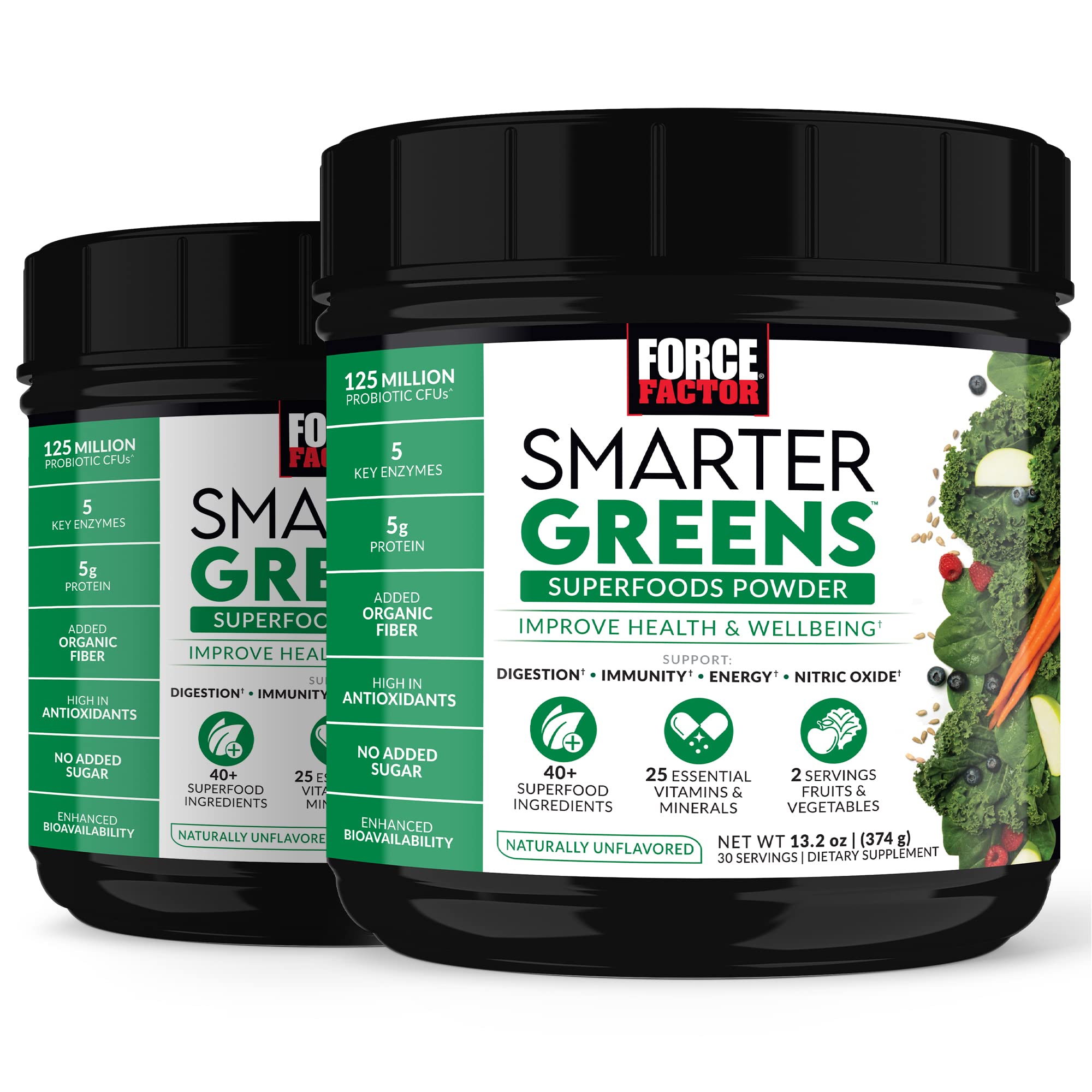 Force Factor Smarter Greens Superfoods Powder, 2-Pack, Supports Digestion and Bloating, Immunity, and Energy, Greens Powder with Probiotics, Digestive Enzymes, Antioxidants, and Fiber, 60 Servings Force FactorAu supplements