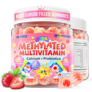 Kids Multivitamin Gummies + Calcium, Probiotics, Vitamin D3, C, Methylated B12 & Methylfolate, B6, A, K2, E, Zinc NEVISSAu supplements