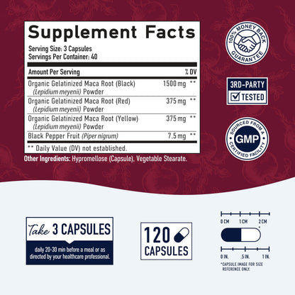 Organic Maca Root Capsules for Women | 2250MG Extra Strength | Red, Black & Yellow SMNutritionUS supplements