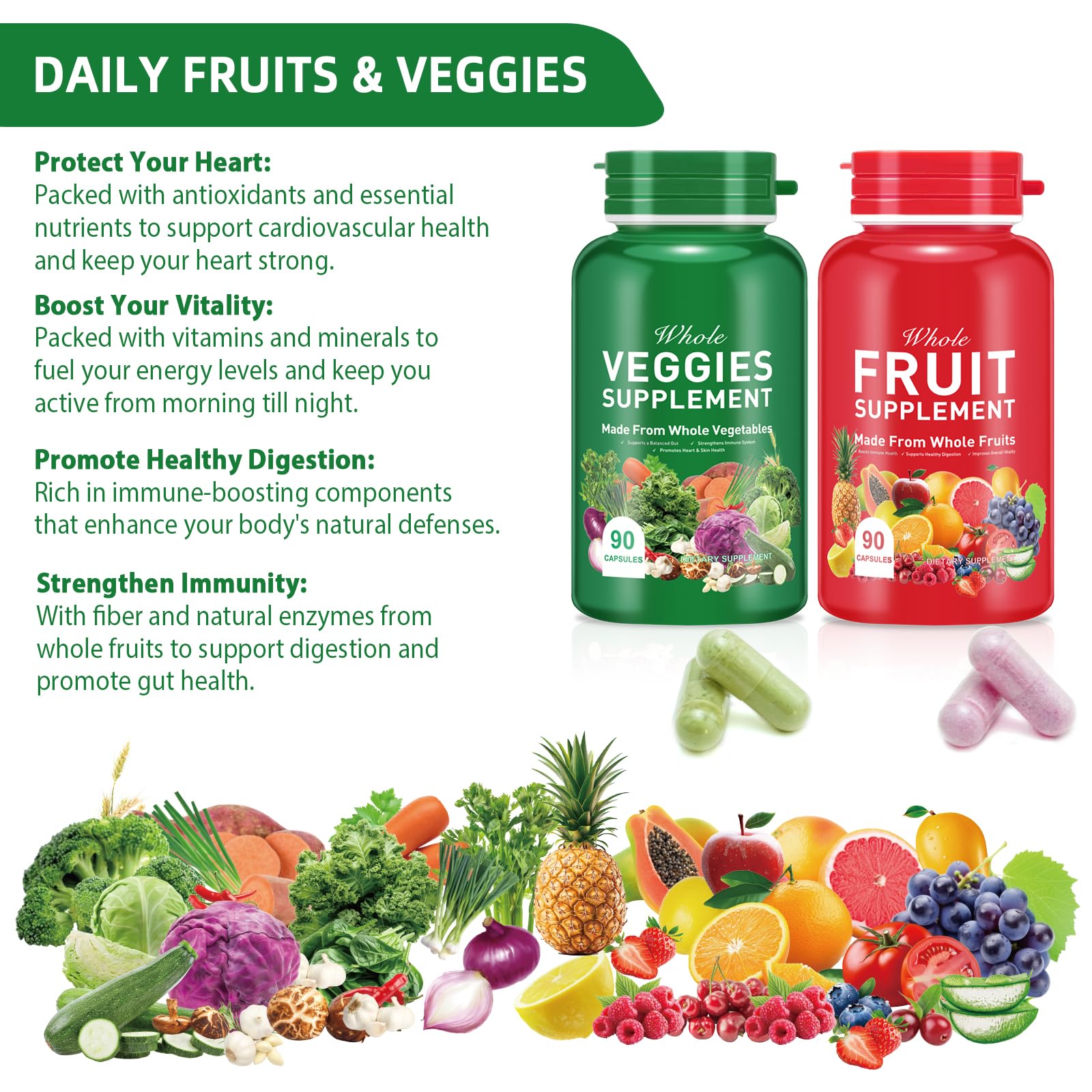 Ruduwu Fruit Capsules - 100% Whole Natural Fruits Supplements - Vitamins Supplement Dietary Nutritional Balance,Whole Food Supplement Ingredients Blended Vitamin & Mineral RuduwuAu supplements