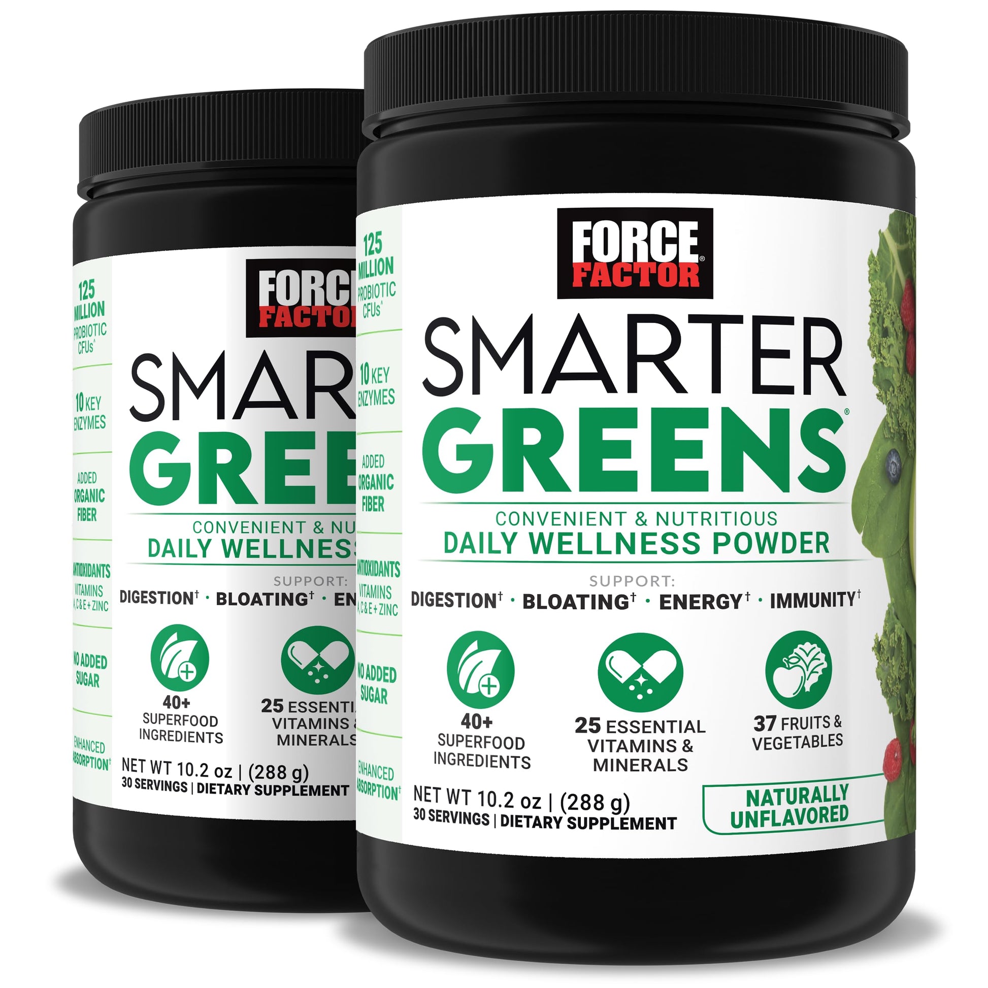 Force Factor Smarter Greens Daily Wellness Powder 2-Pack to Support Energy, Immunity & Digestion, Superfood Greens Powder with Vitamins, Minerals & Probiotics, Unflavored, 60 Servings Force FactorAu supplements