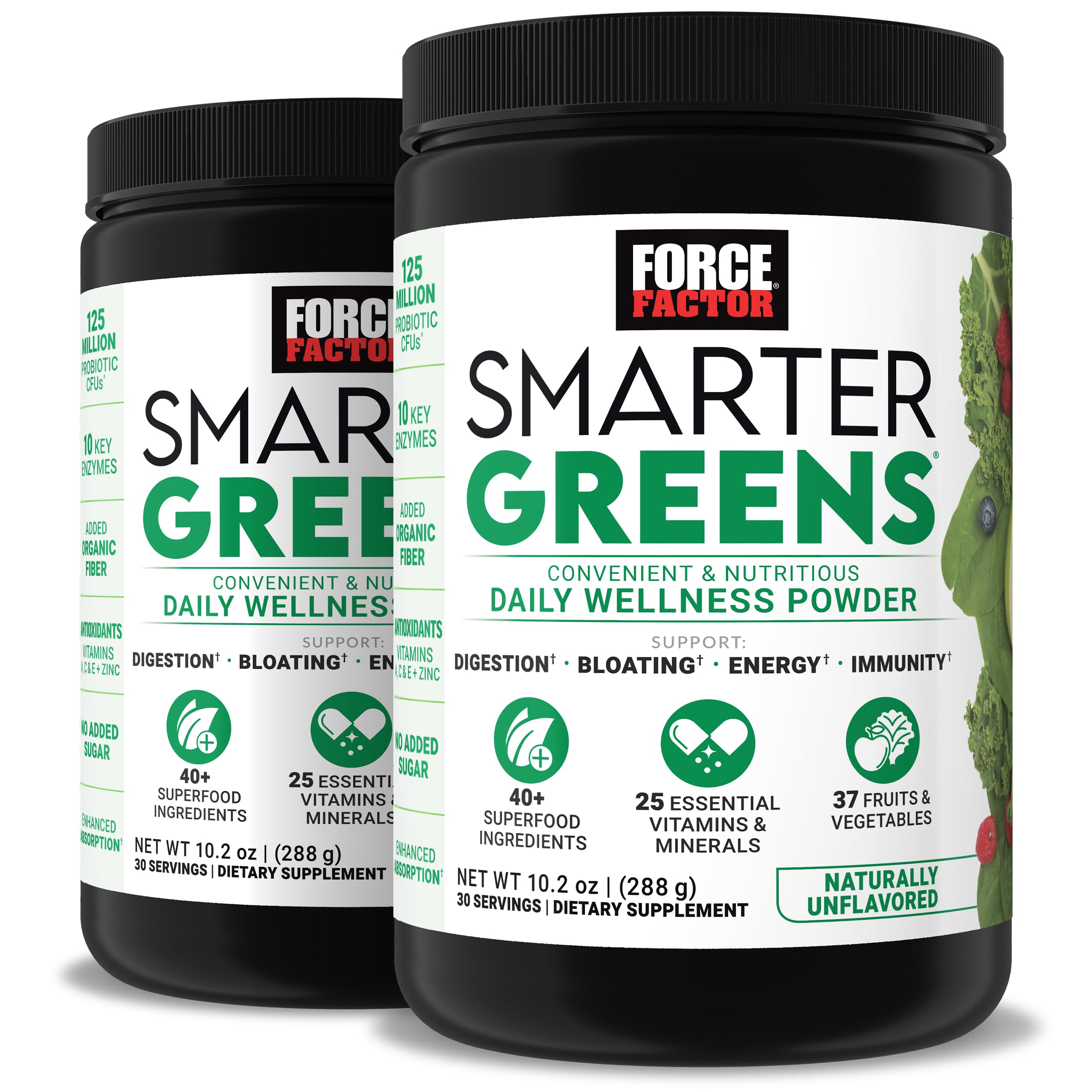 Force Factor Smarter Greens Daily Wellness Powder 2-Pack to Support Energy, Immunity & Digestion, Superfood Greens Powder with Vitamins, Minerals & Probiotics, Unflavored, 60 Servings Force FactorAu supplements