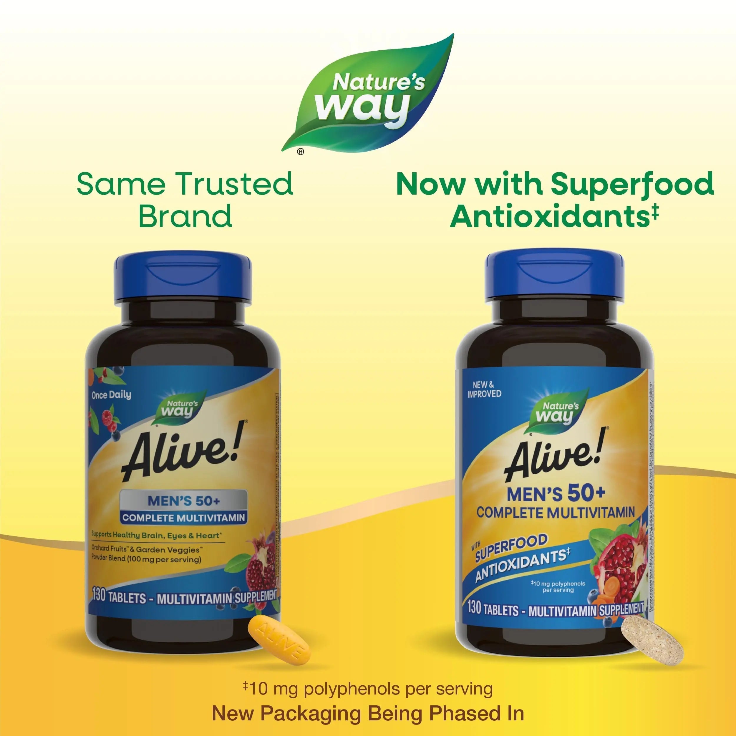 Nature’s Way Alive! Men’s 50+ Complete Multivitamin, Supports Multiple Body Systems*, Supports Cellular Energy Nature's WayAu supplements