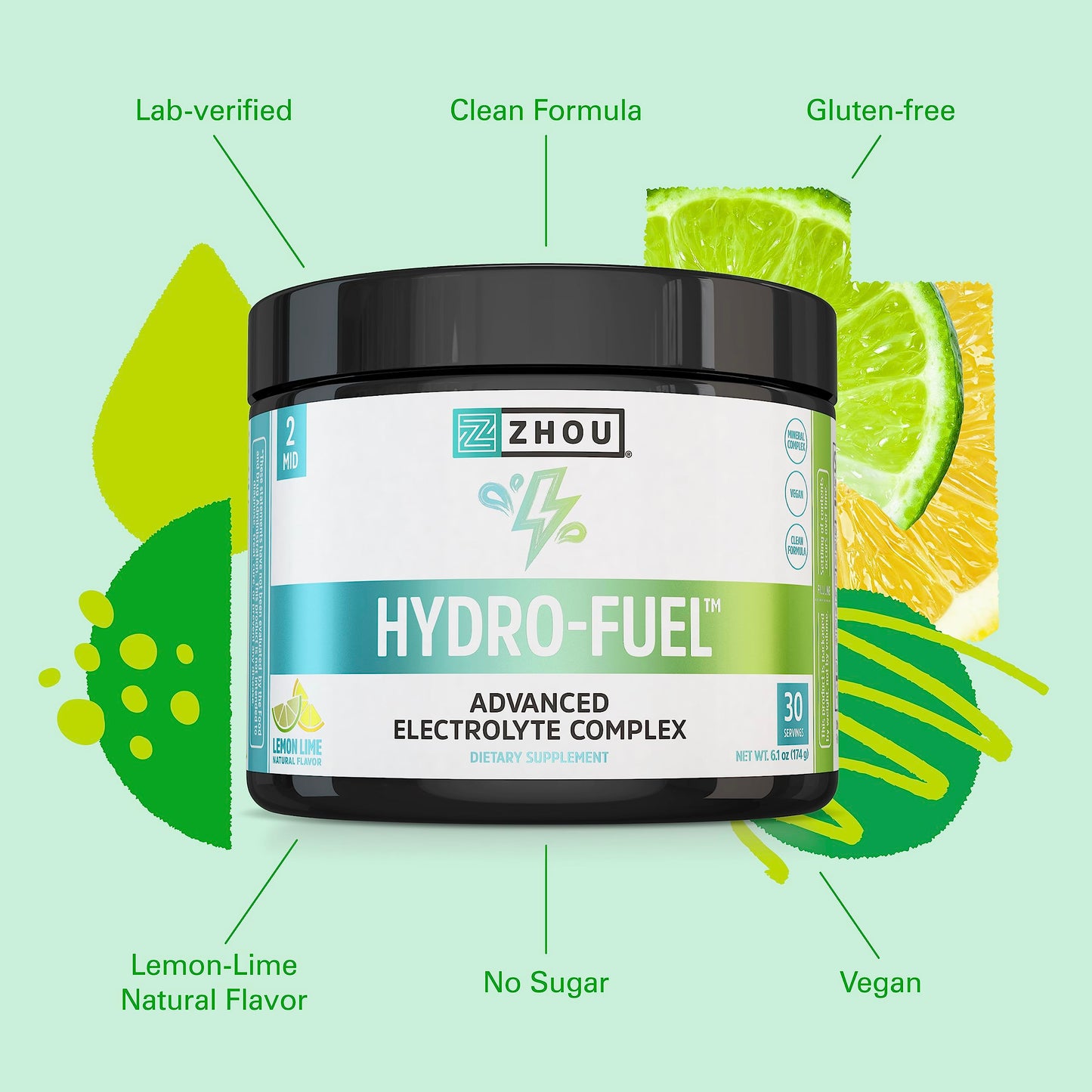 Zhou Nutrition Hydro Fuel, Sugar Free Electrolyte Powder, Replenish Nutrients, Restore Zhou NutritionUS supplements