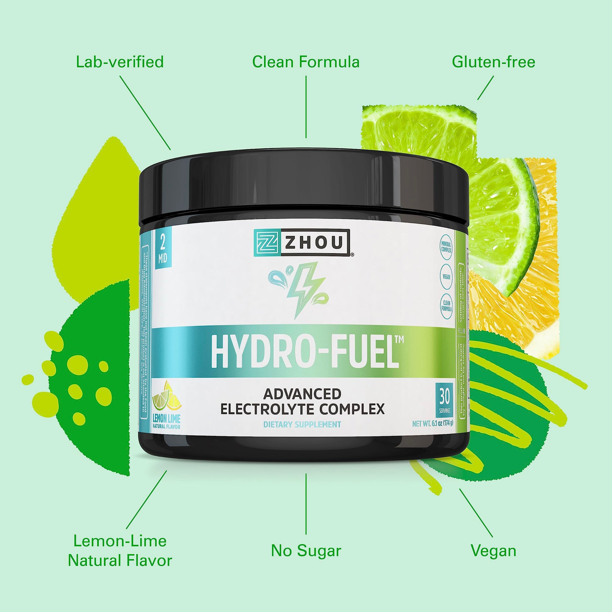 Zhou Nutrition Hydro Fuel, Sugar Free Electrolyte Powder, Replenish Nutrients, Restore Zhou NutritionUS supplements