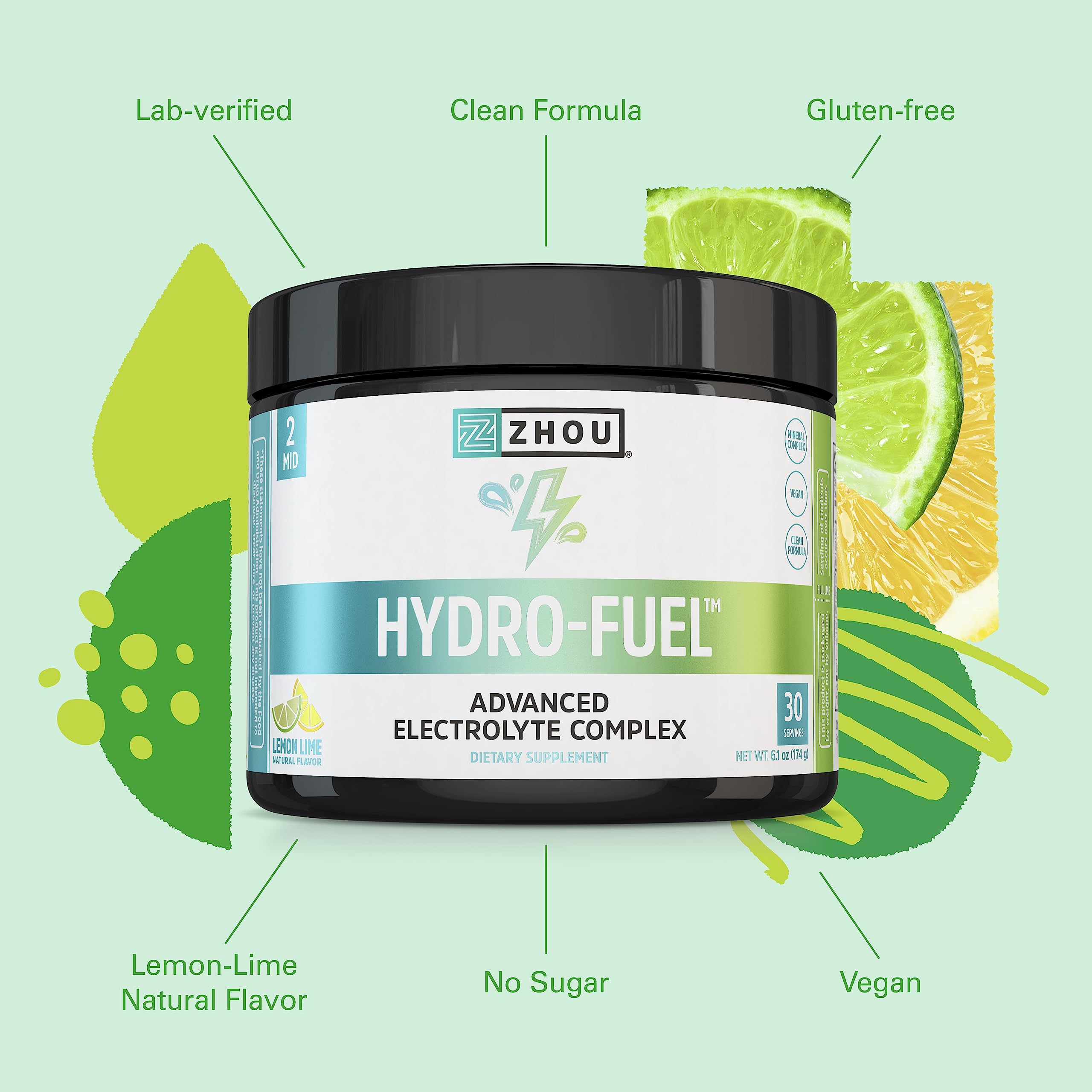 Zhou Nutrition Hydro Fuel, Sugar Free Electrolyte Powder, Replenish Nutrients, Restore Zhou NutritionUS supplements