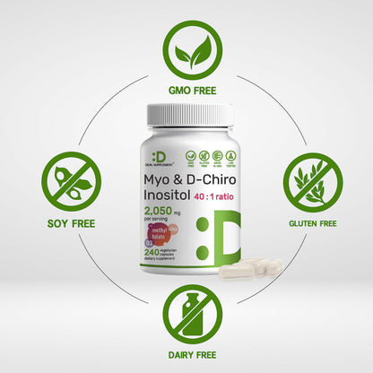 Myo-Inositol & D-Chiro Inositol Supplement (40:1) 2,050mg Per Serving, 240 Veggie Cap DEAL SUPPLEMENTUS supplements
