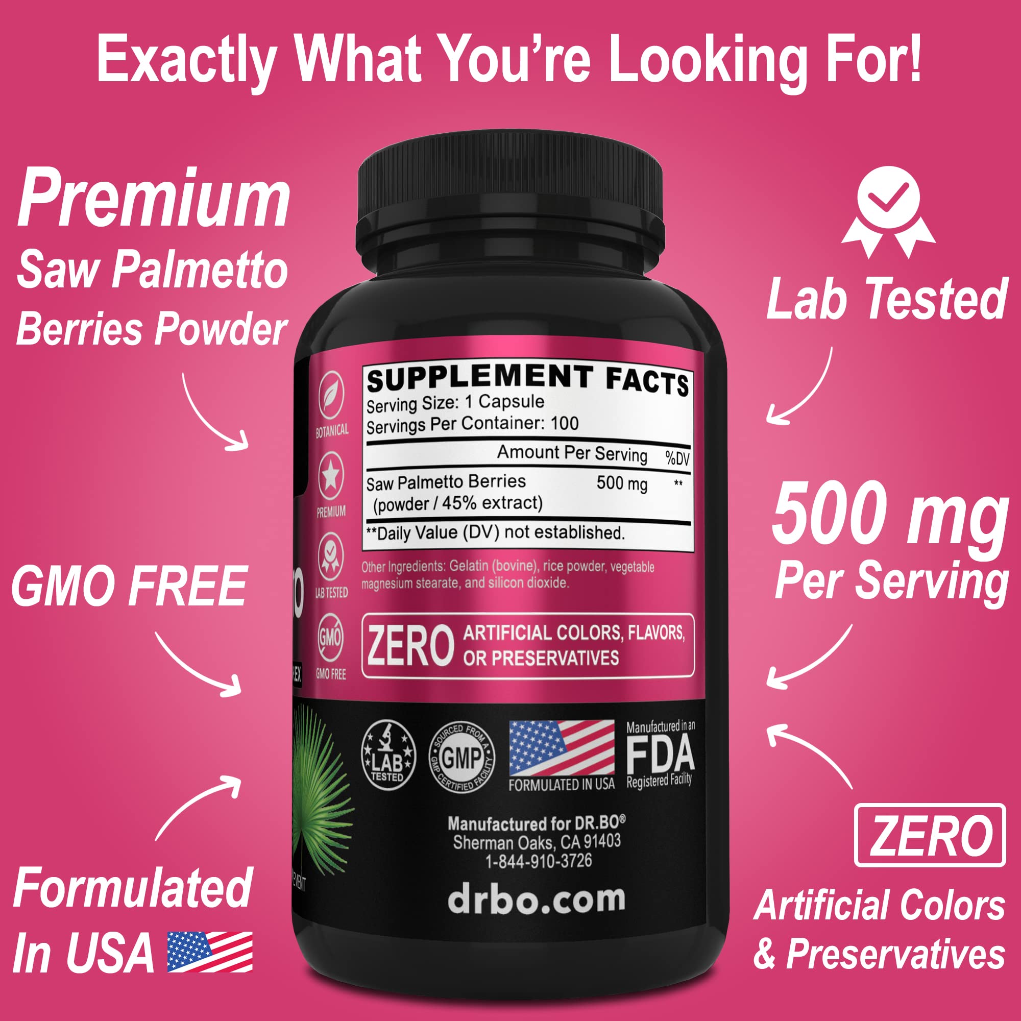 Saw Palmetto for Women Hair Loss - DHT Blocker for Women Hair Growth Plus Bladder DR. BOUS supplements