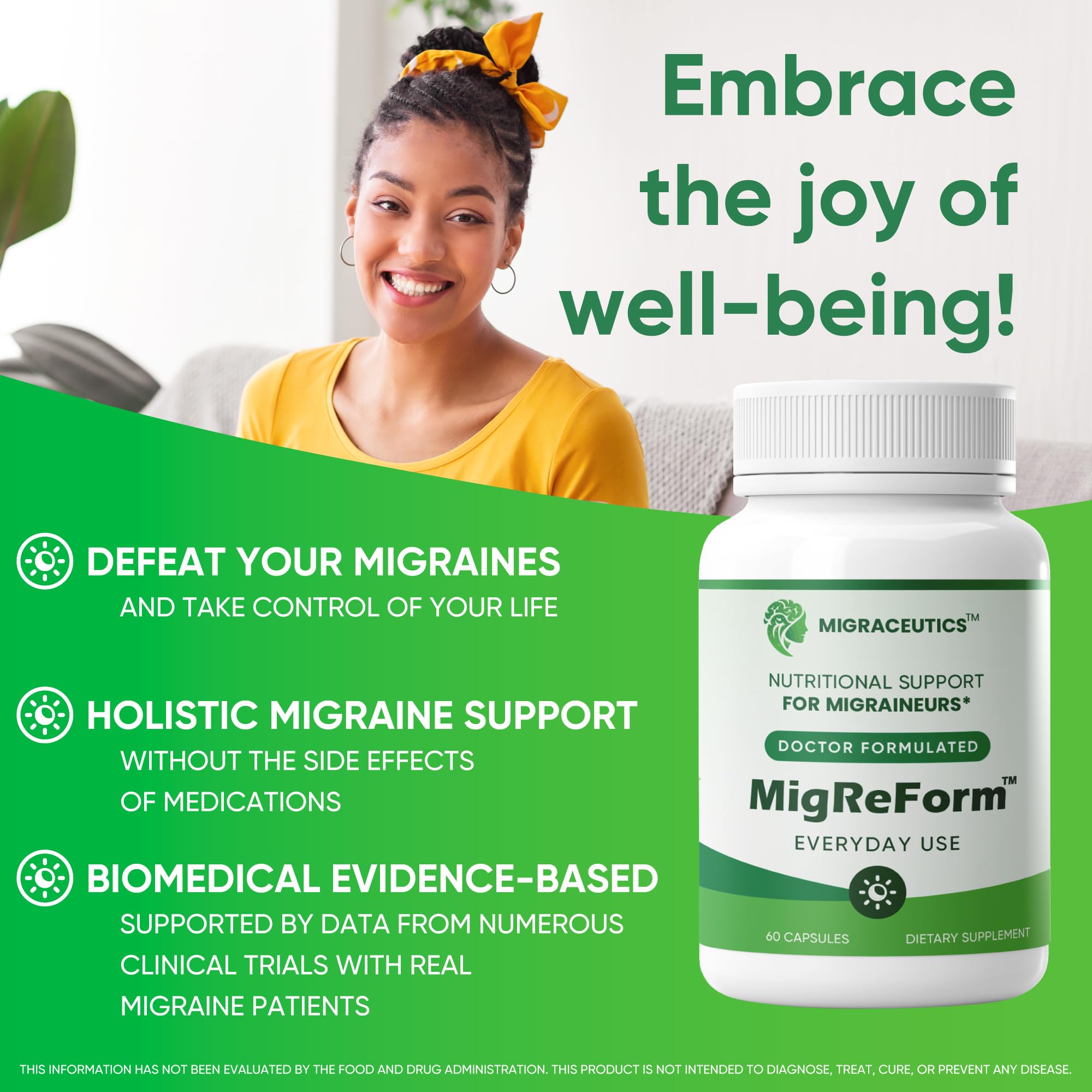 MigReForm – Doctor Formulated Nutritional Supplement and Migraine Wellness Support - Natural Migraine Health Formula with Magnesium, Vitamin B2 & CoQ10-60 Capsules for Women & Men MigraceuticsAu supplements
