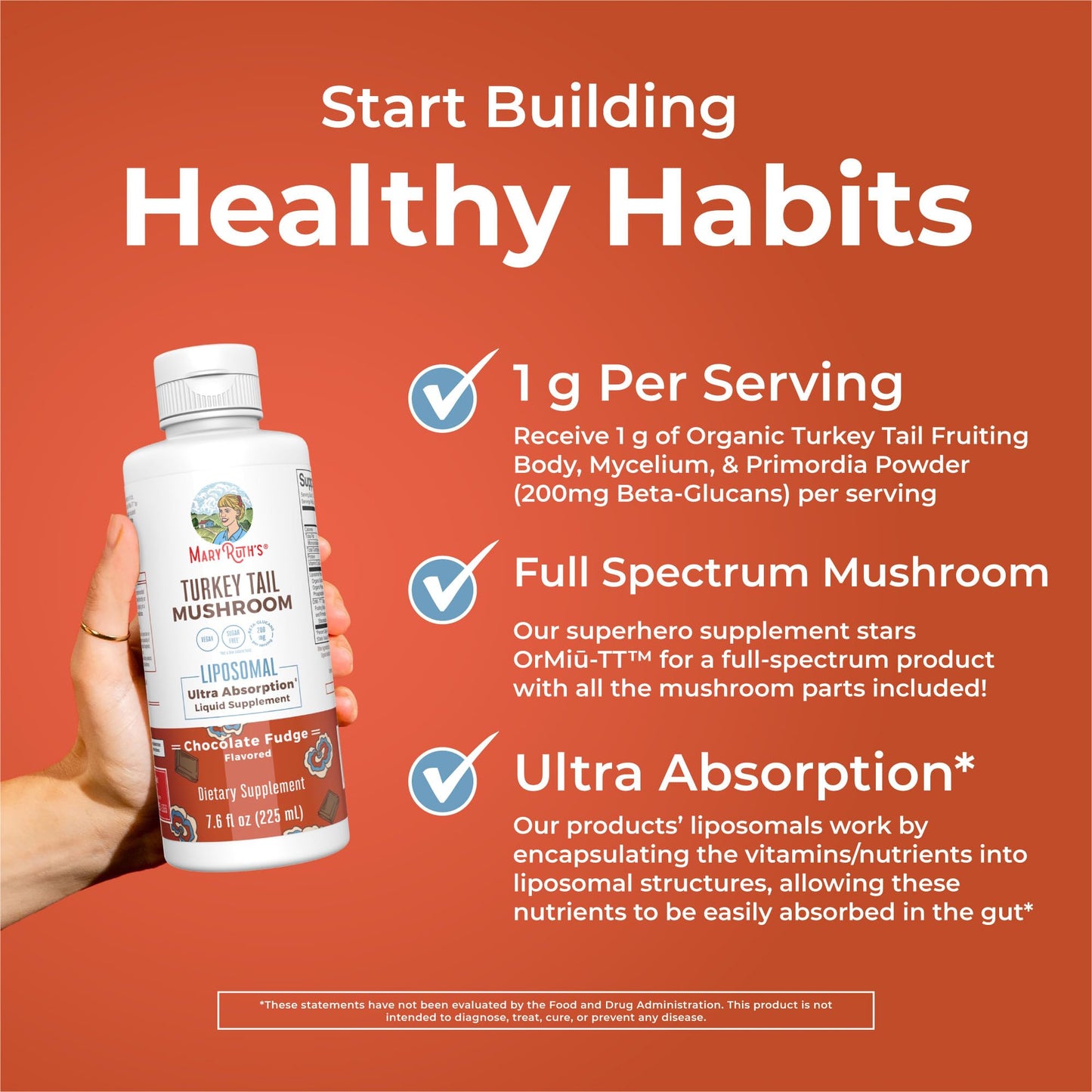 MaryRuth Organics Turkey Tail Mushroom Supplement | Ultra Absorption Liposomal | Full Spectrum | 200mg Beta-Glucans Per Serving | Vegan | 7.6 oz | 15 Servings MARYRUTH'SUS supplements