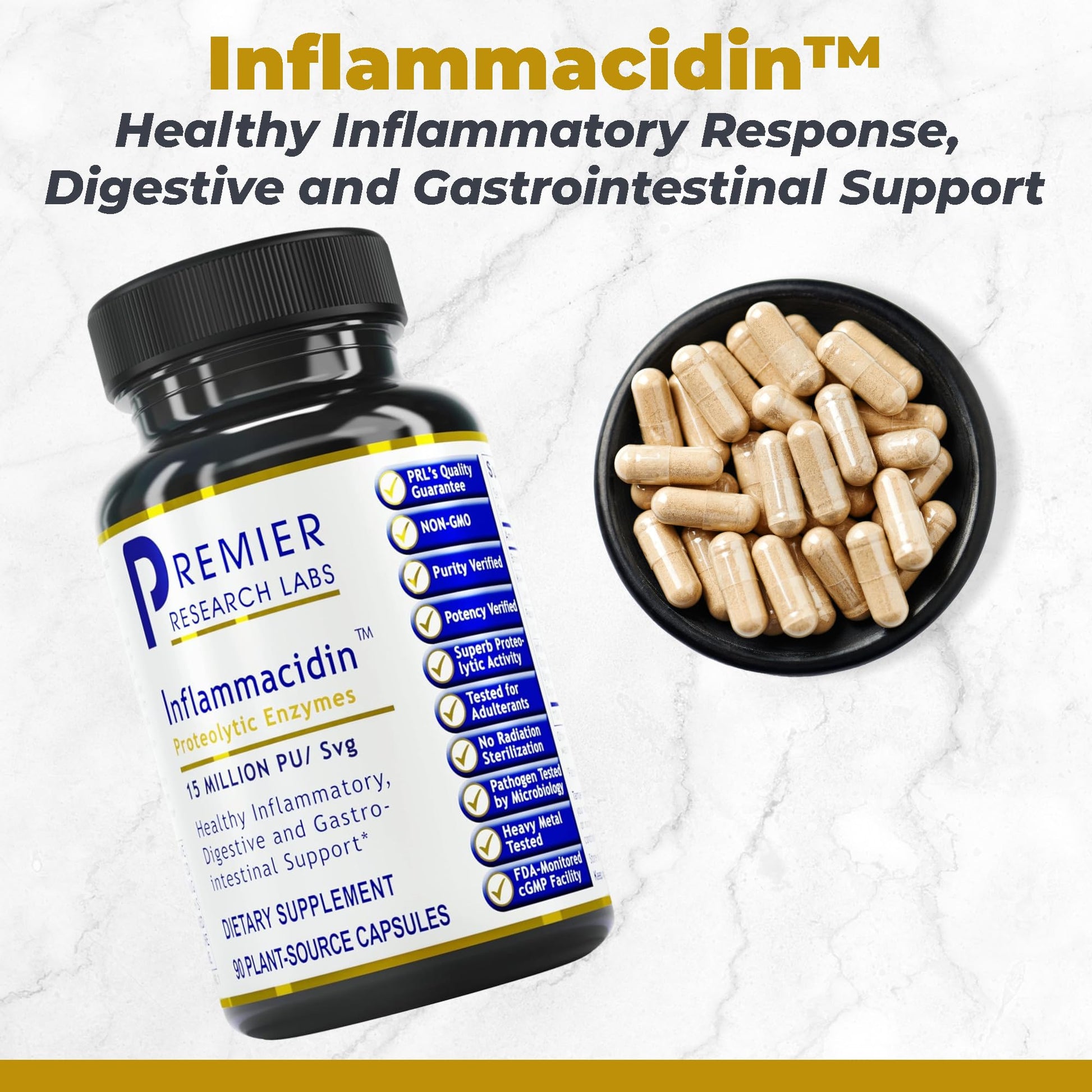 Premier Research Labs Inflammacidin - Digestive Enzymes, Papain from Papaya, and Bromelain Enzymes for Digestion, Plant Enzymes for Women & Men, Vegan Friendly - 90 Vegetarian Capsules Premier Research LabsAu supplements