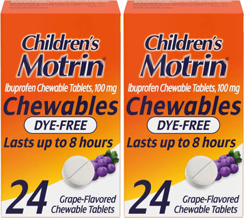 Motrin Children's Dye-Free Chewable Tablets with Ibuprofen, Kids' Fever Reducer & Pain Reliever for Sore Throat, Fever, Toothache & Pain Relief, Grape Flavor, 24 Count (Pack of 2) MotrinAu supplements