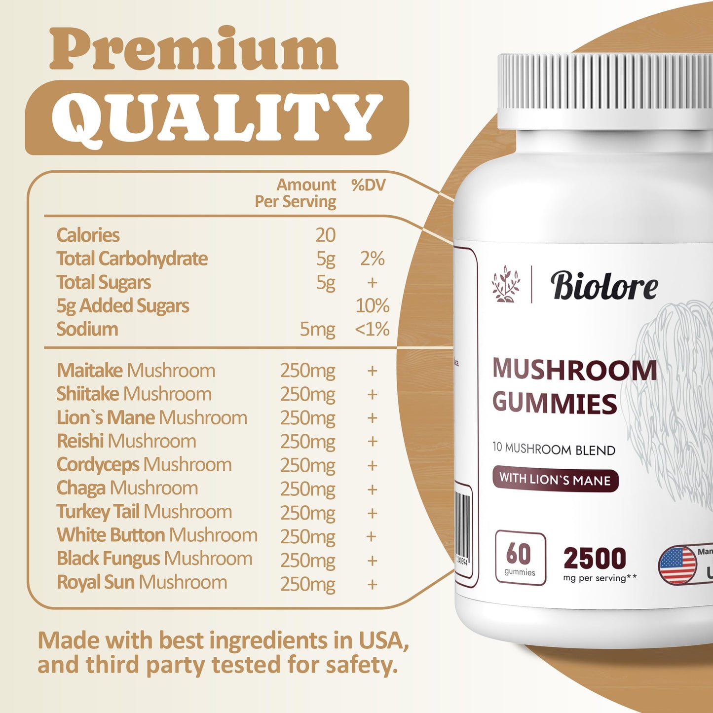 Biolore Mushroom Complex Gummies: 10 Powerful Mushrooms with Chaga, Lions Mane BioloreUS supplements